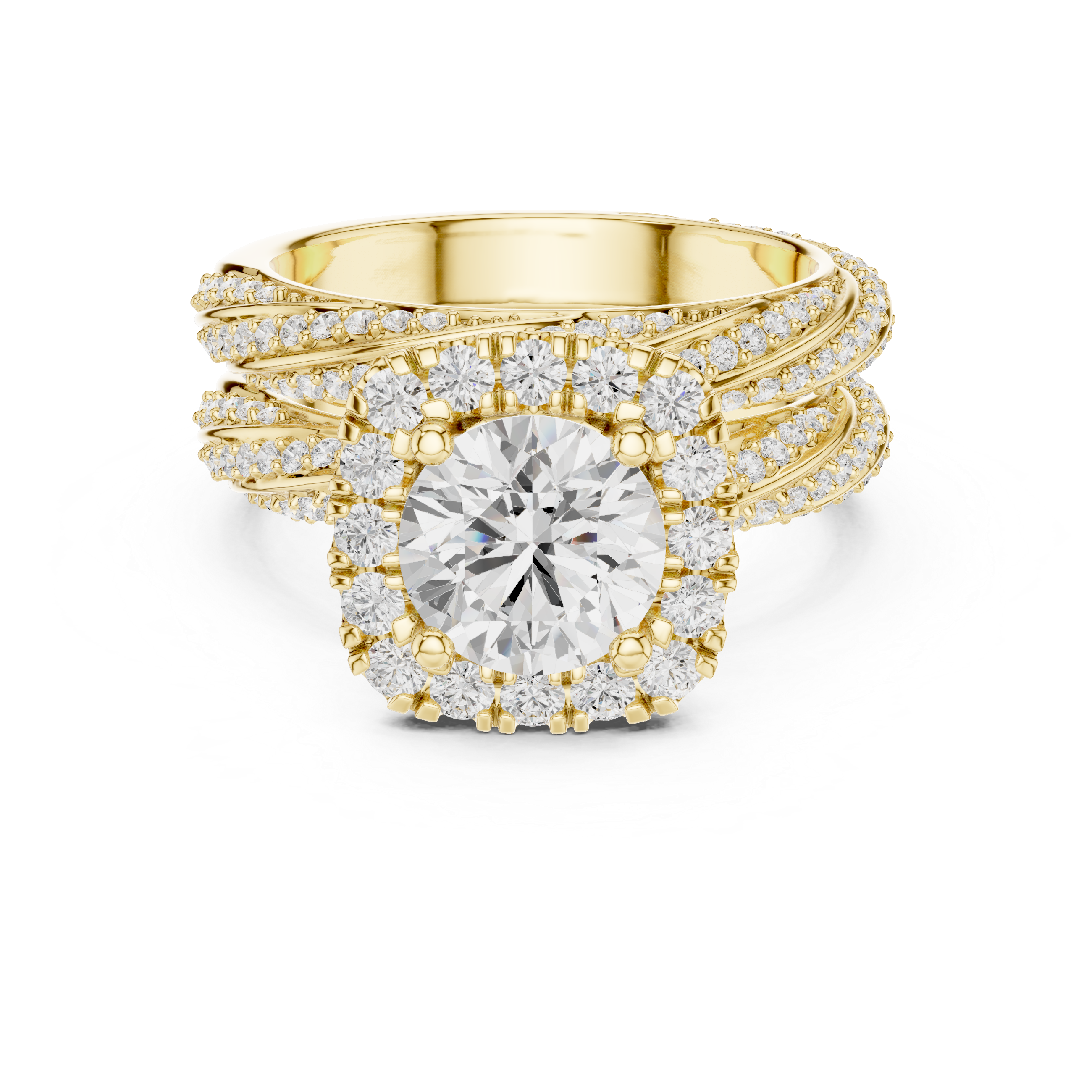Royal Embrace Round Diamond Halo Engagement Ring