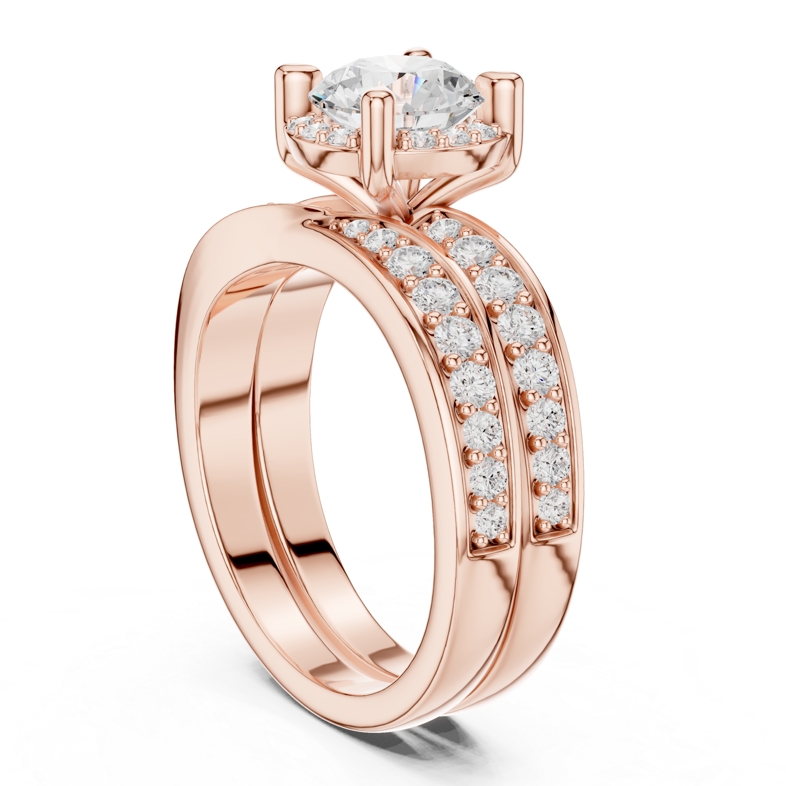 Infinity Weave Round Diamond Split Band Engagement Ring