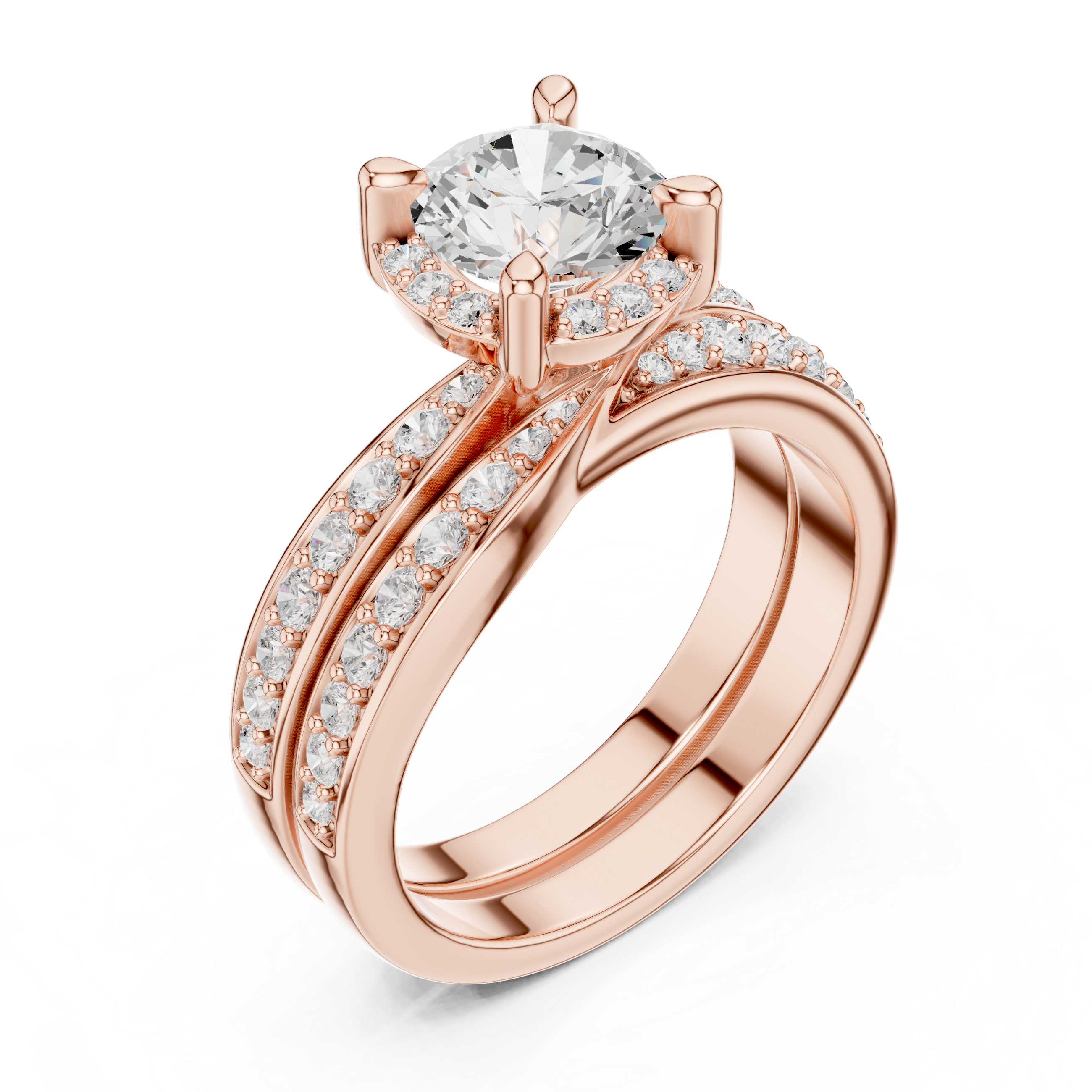 Infinity Weave Round Diamond Split Band Engagement Ring