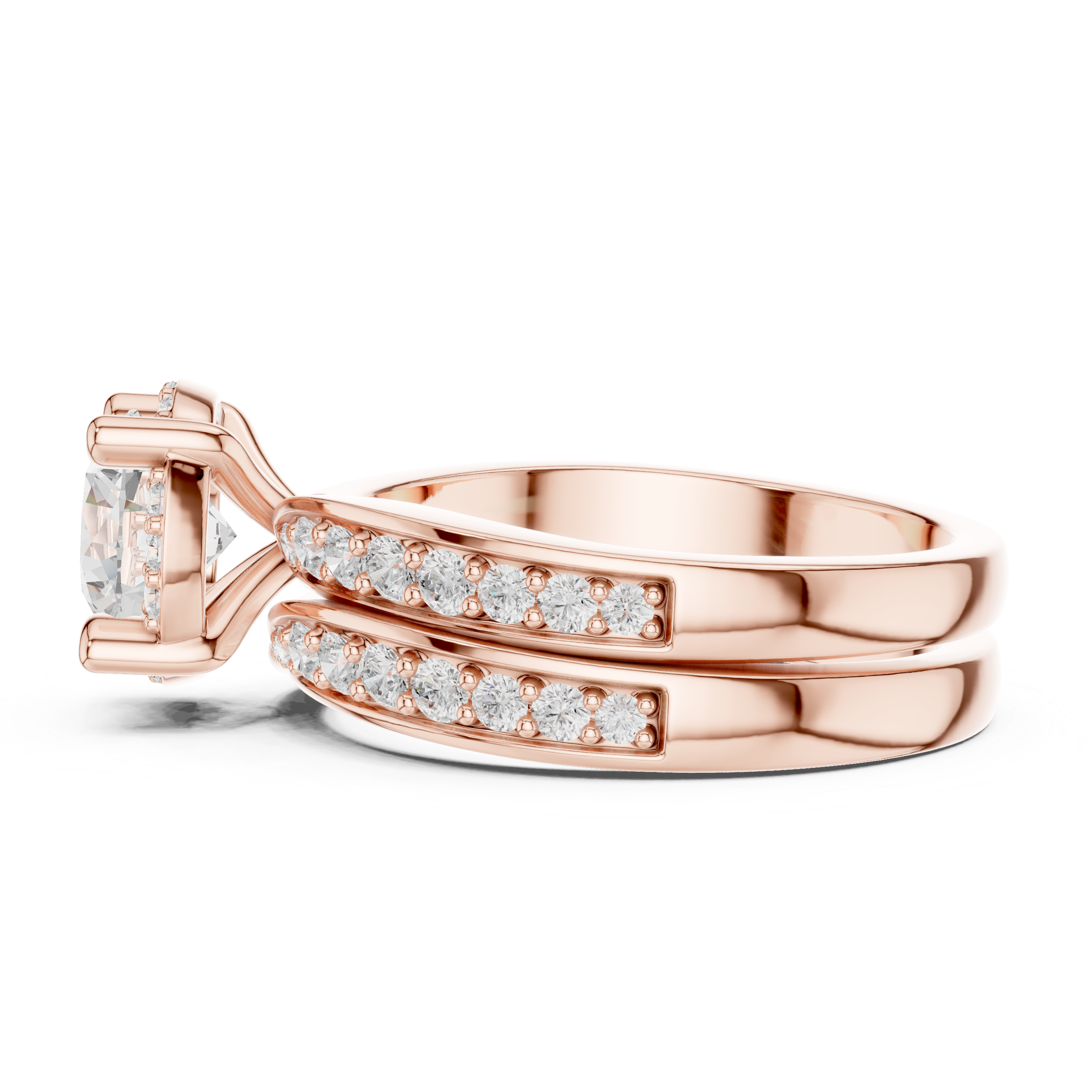 Infinity Weave Round Diamond Split Band Engagement Ring