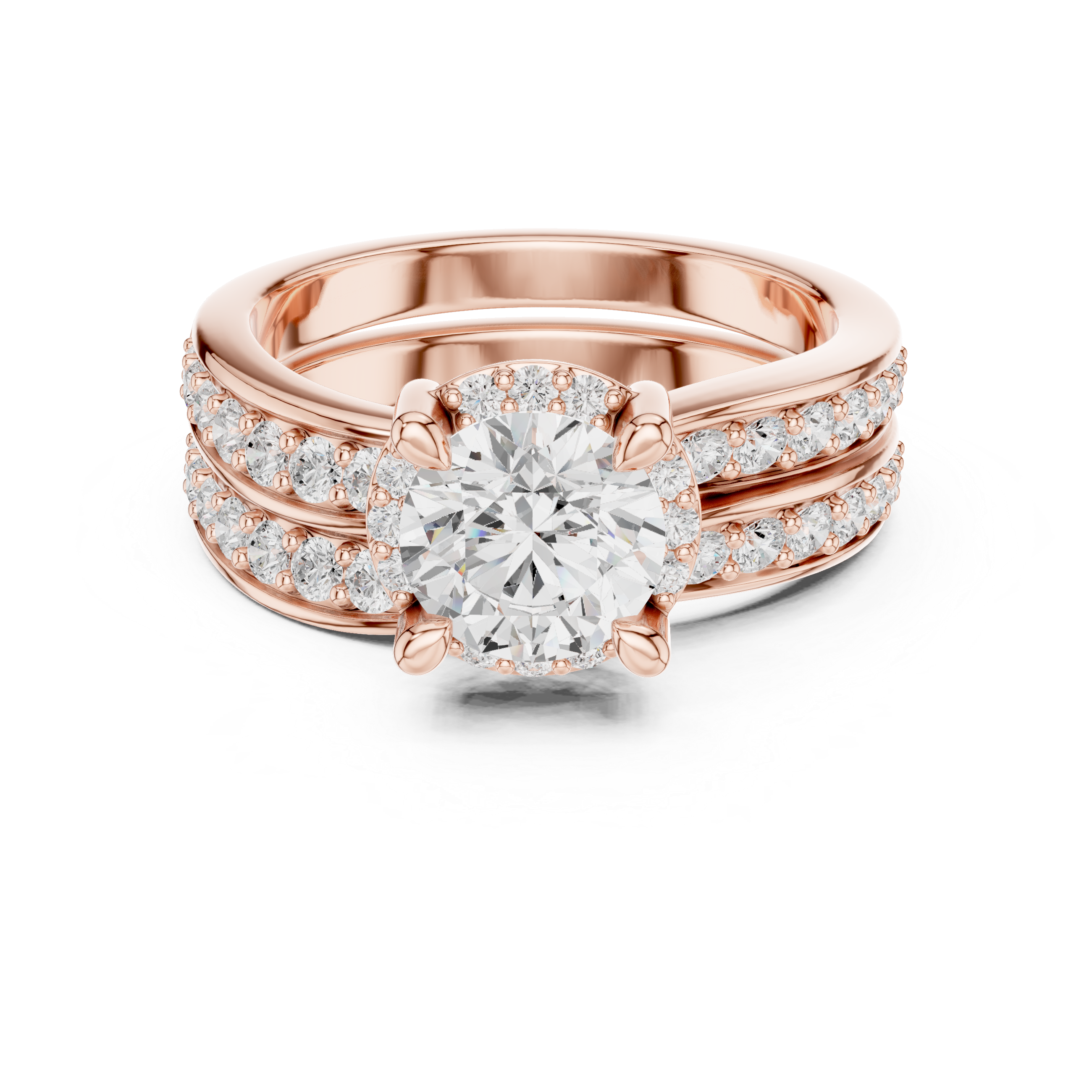 Infinity Weave Round Diamond Split Band Engagement Ring