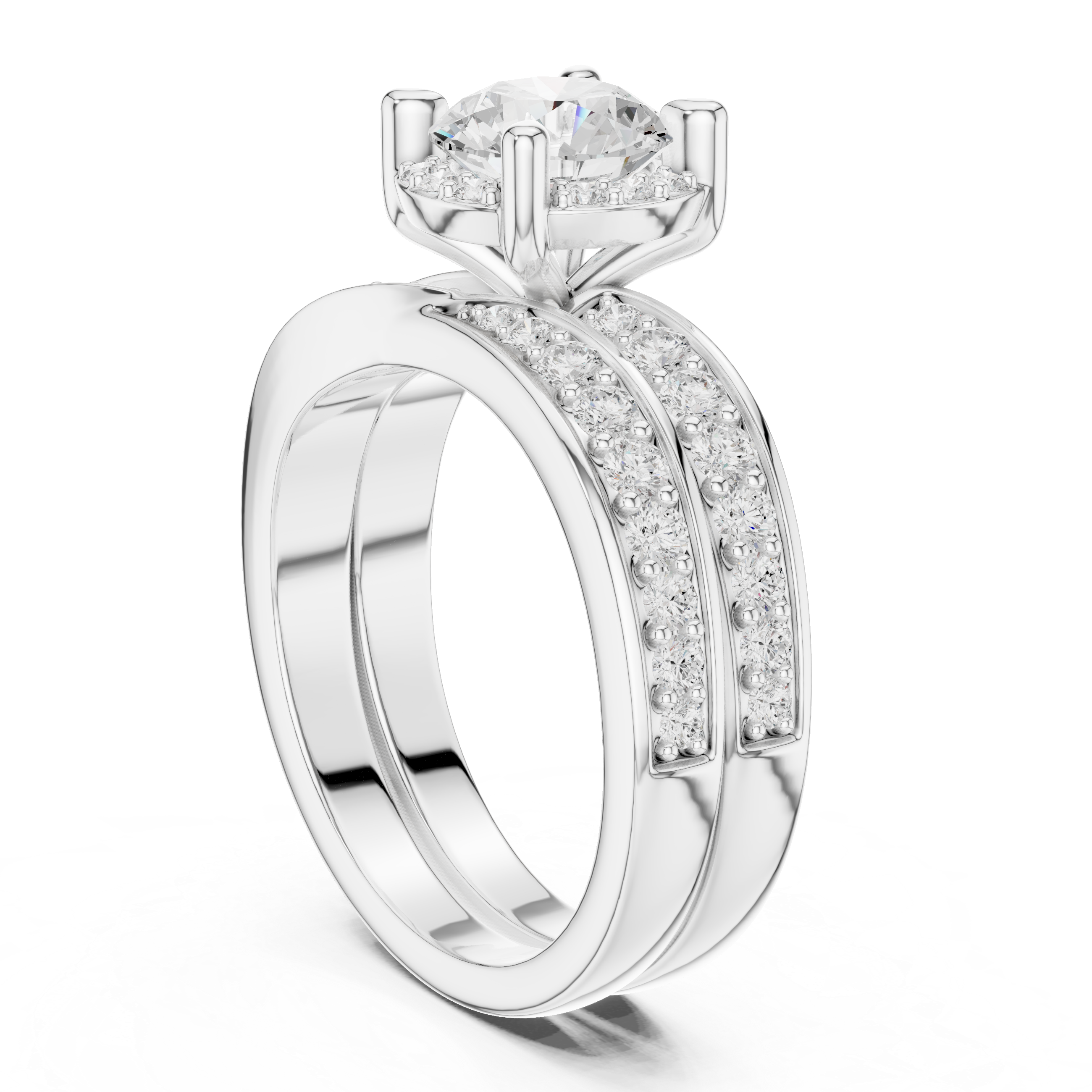 Infinity Weave Round Diamond Split Band Engagement Ring