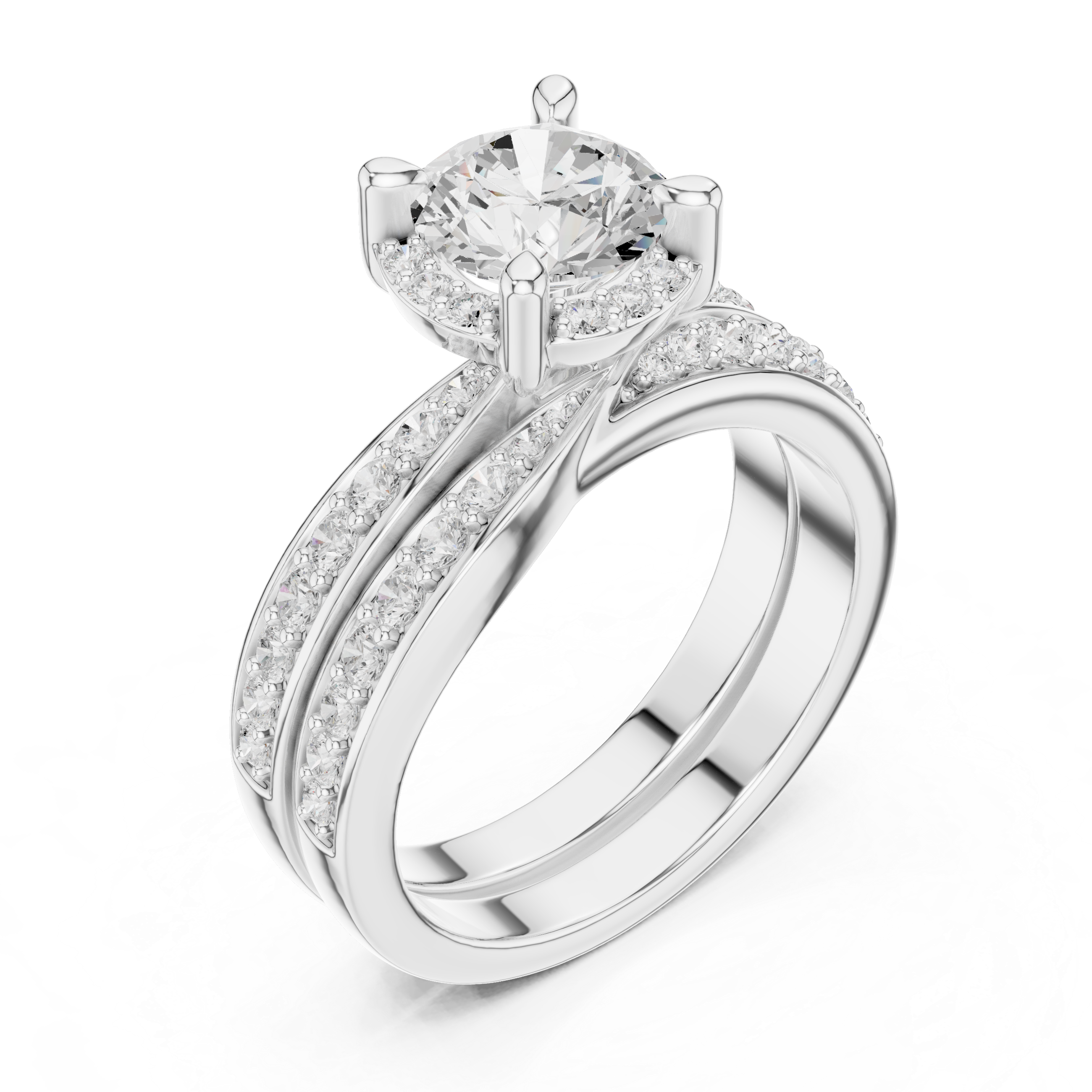 Infinity Weave Round Diamond Split Band Engagement Ring