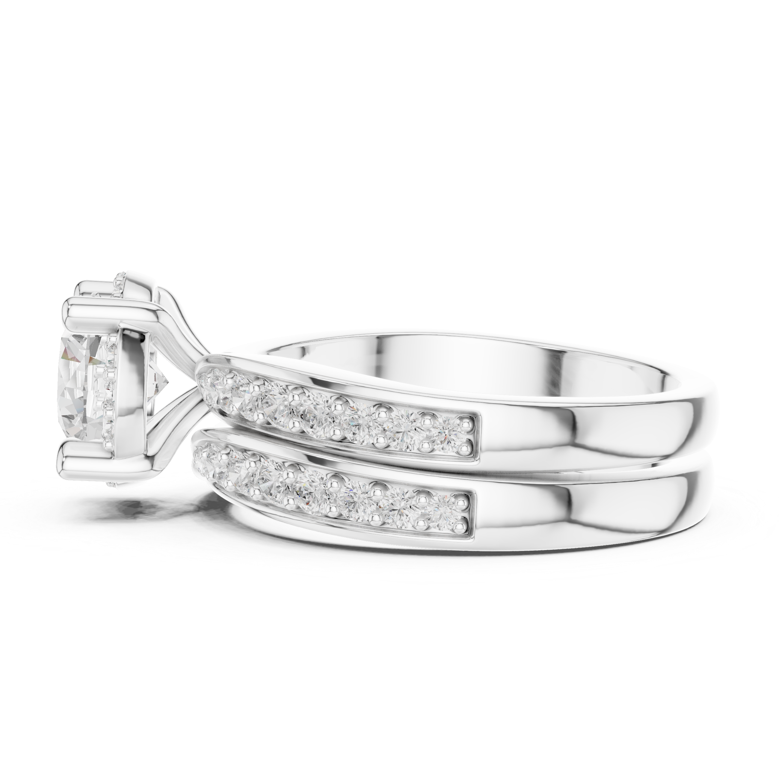 Infinity Weave Round Diamond Split Band Engagement Ring