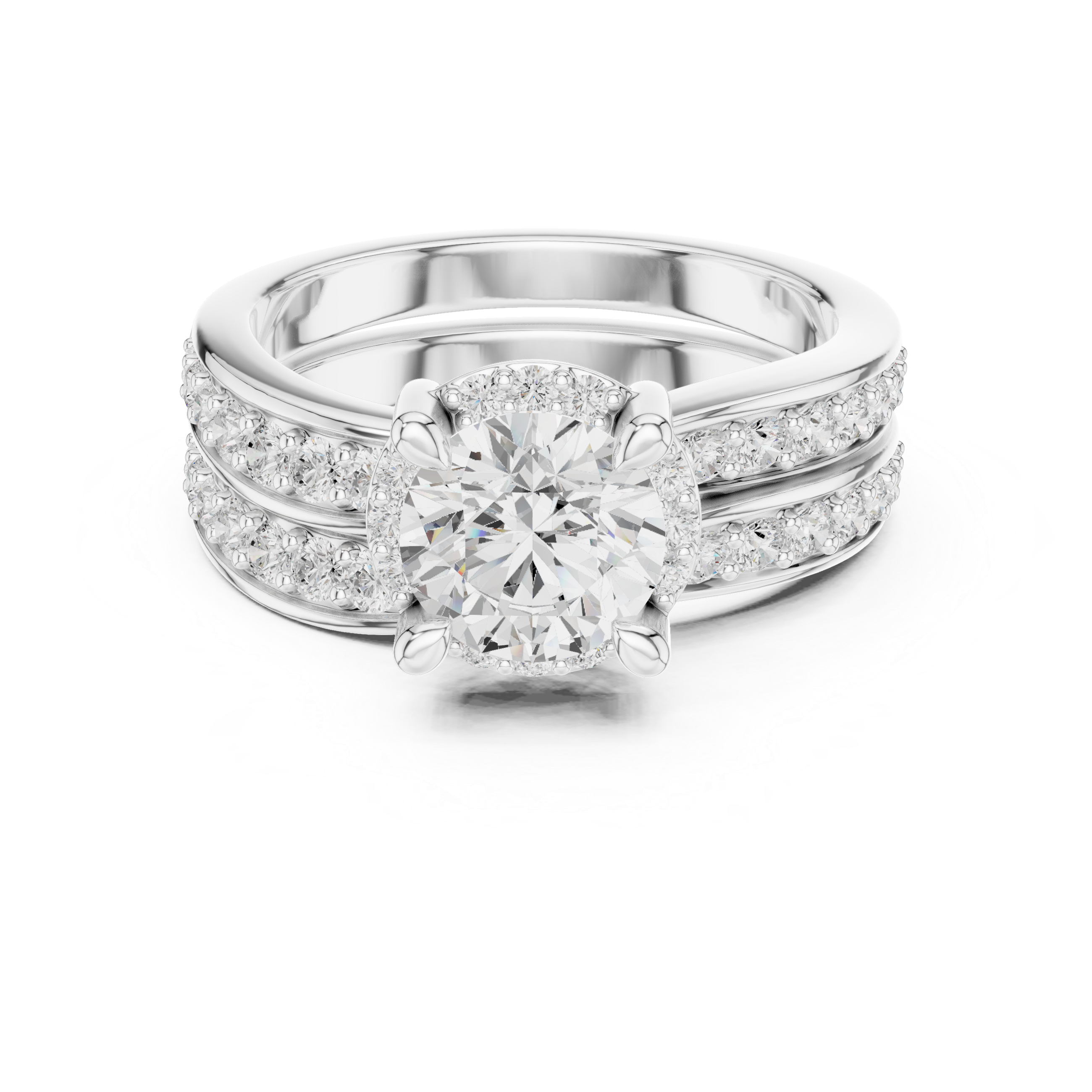 Infinity Weave Round Diamond Split Band Engagement Ring
