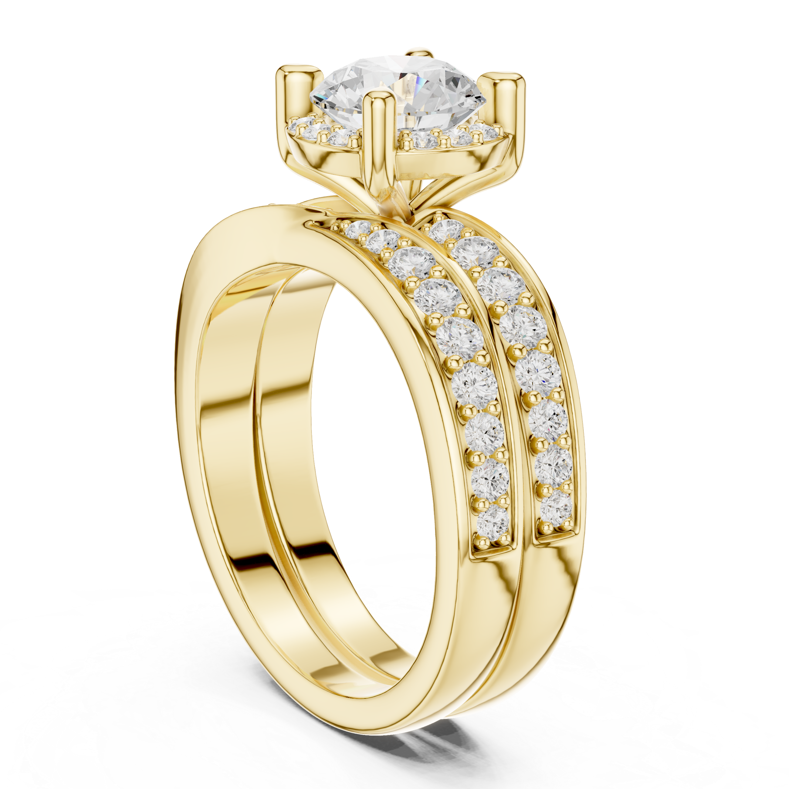 Infinity Weave Round Diamond Split Band Engagement Ring
