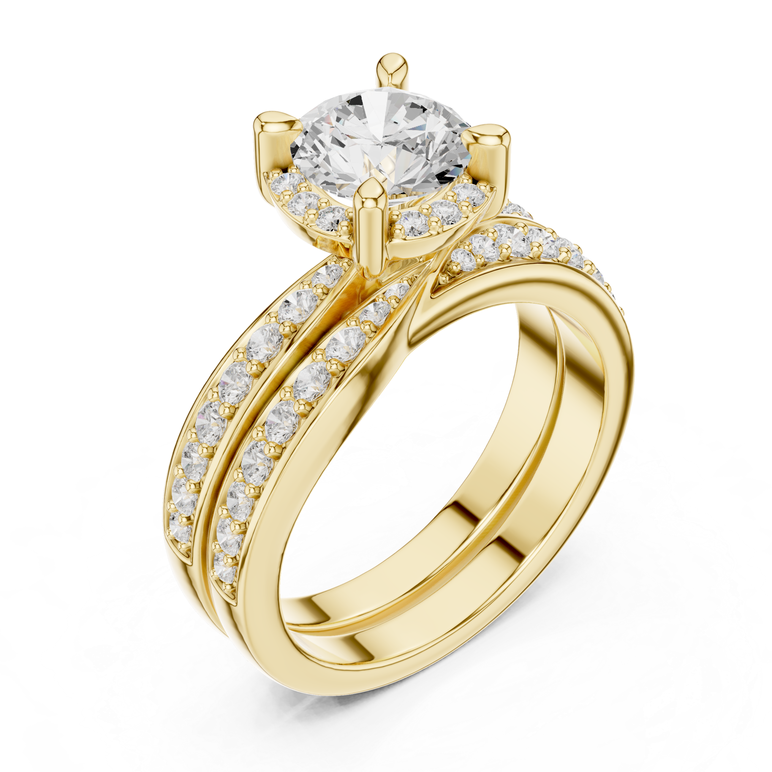 Infinity Weave Round Diamond Split Band Engagement Ring