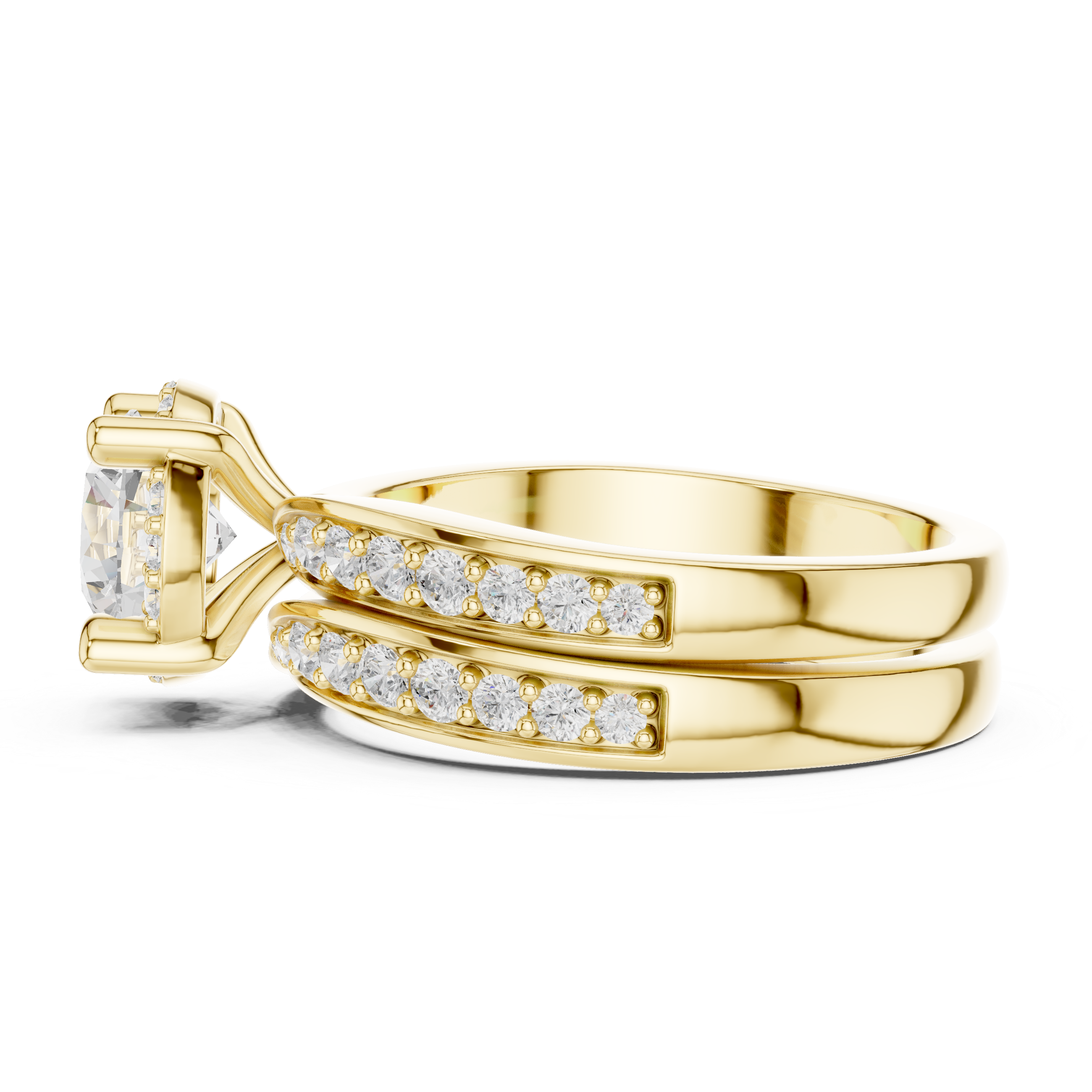 Infinity Weave Round Diamond Split Band Engagement Ring