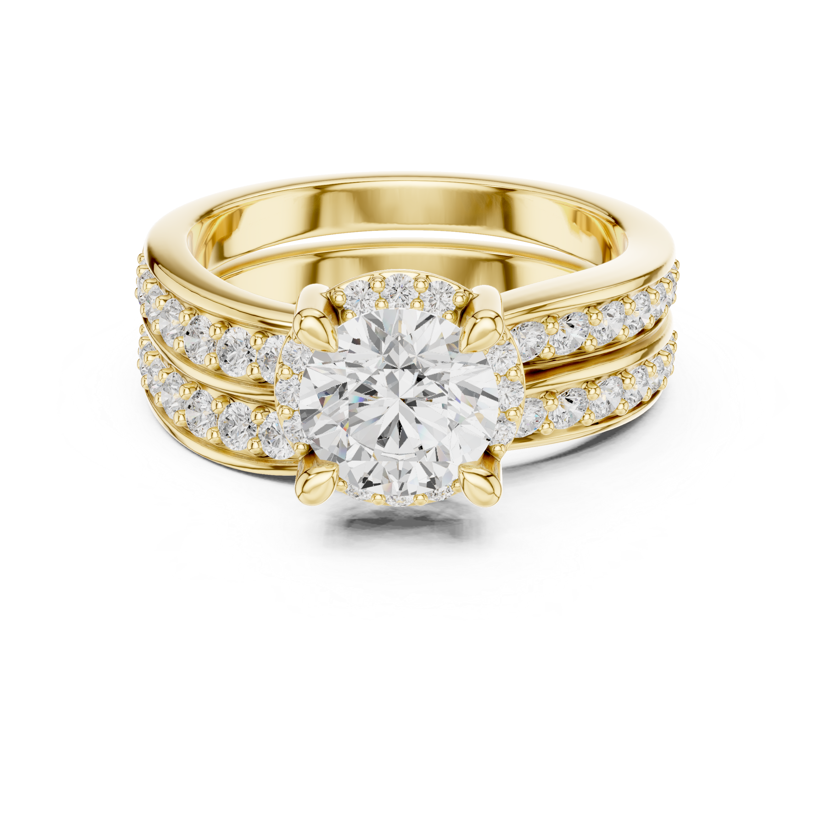 Infinity Weave Round Diamond Split Band Engagement Ring