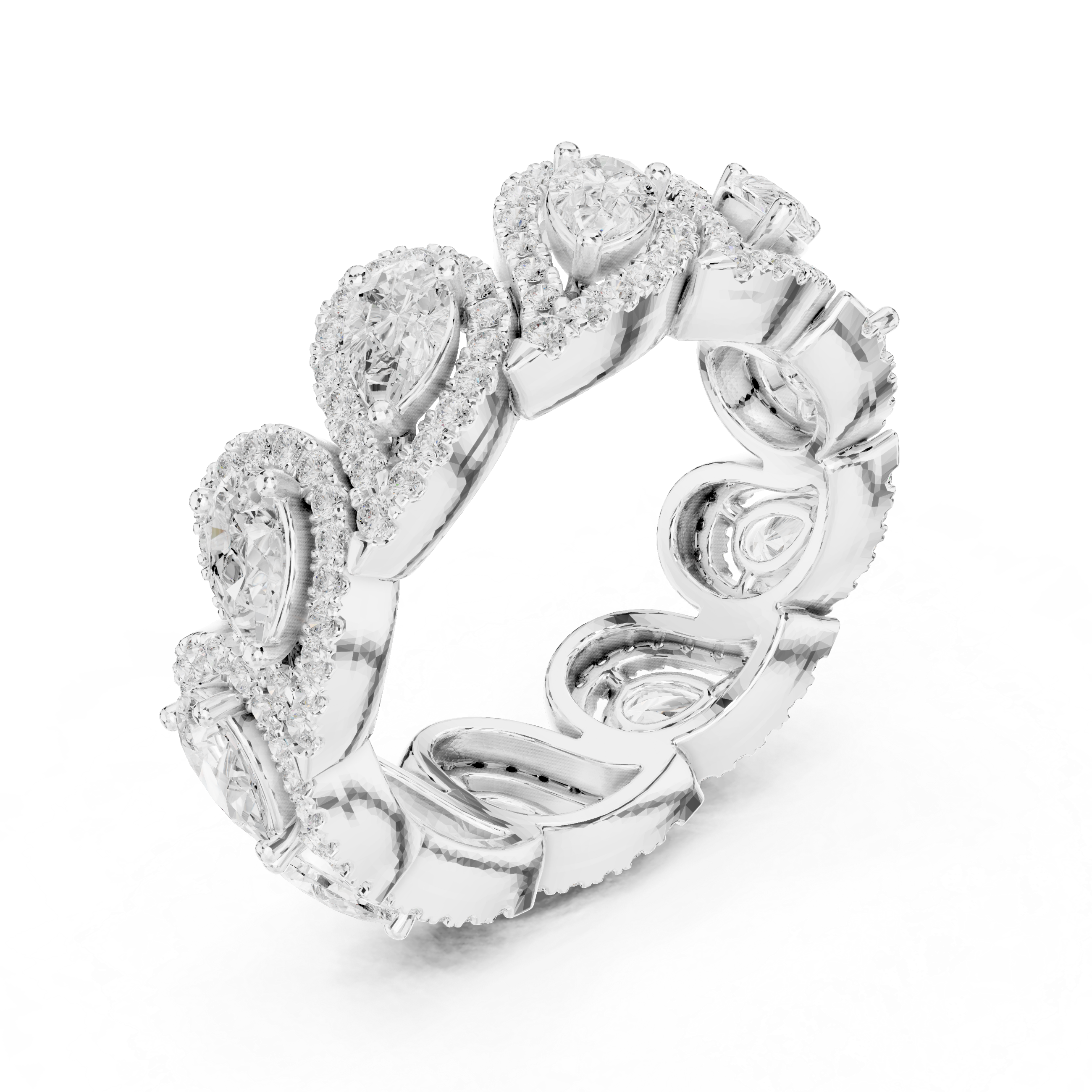 Celestia Pear Halo Ring