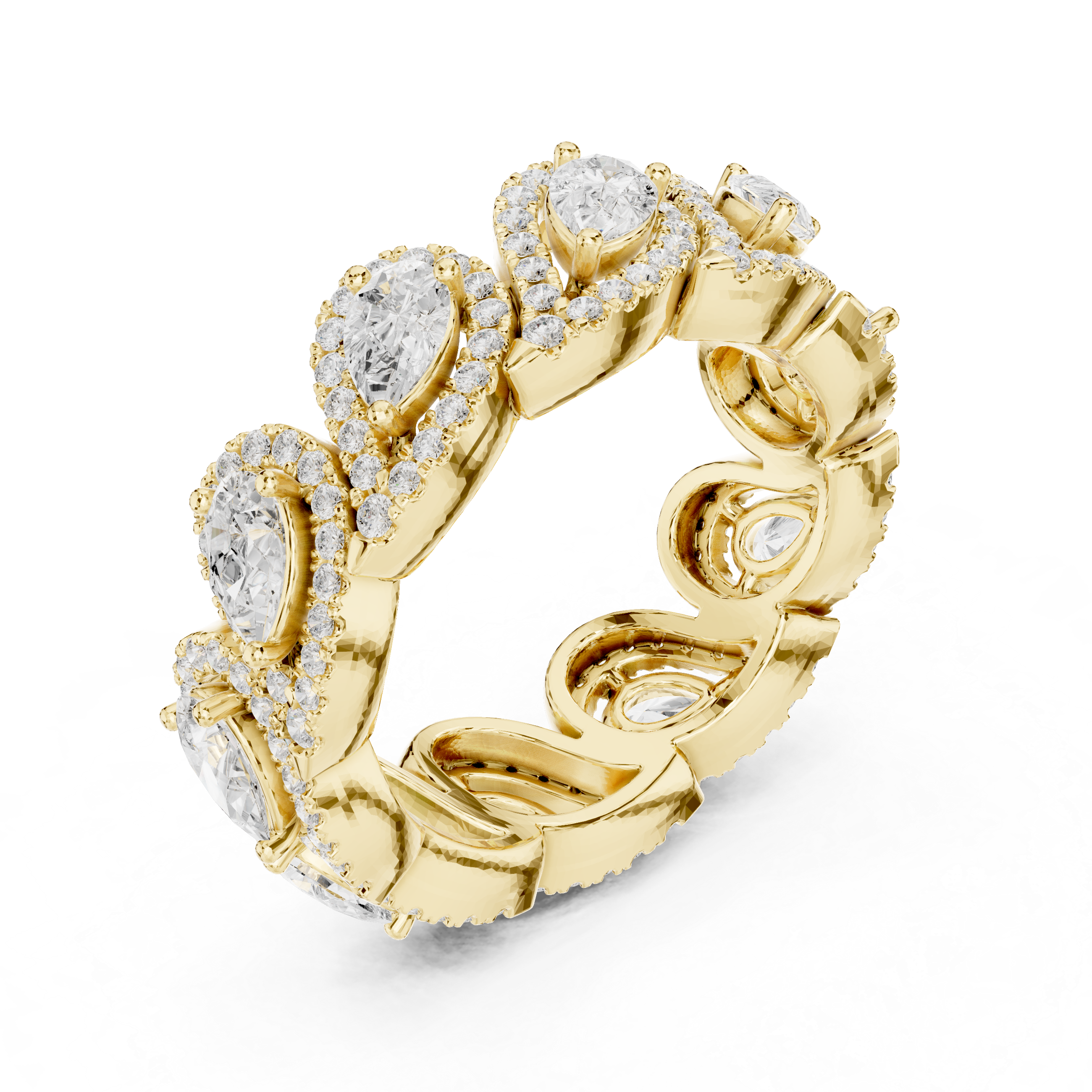 Celestia Pear Halo Ring