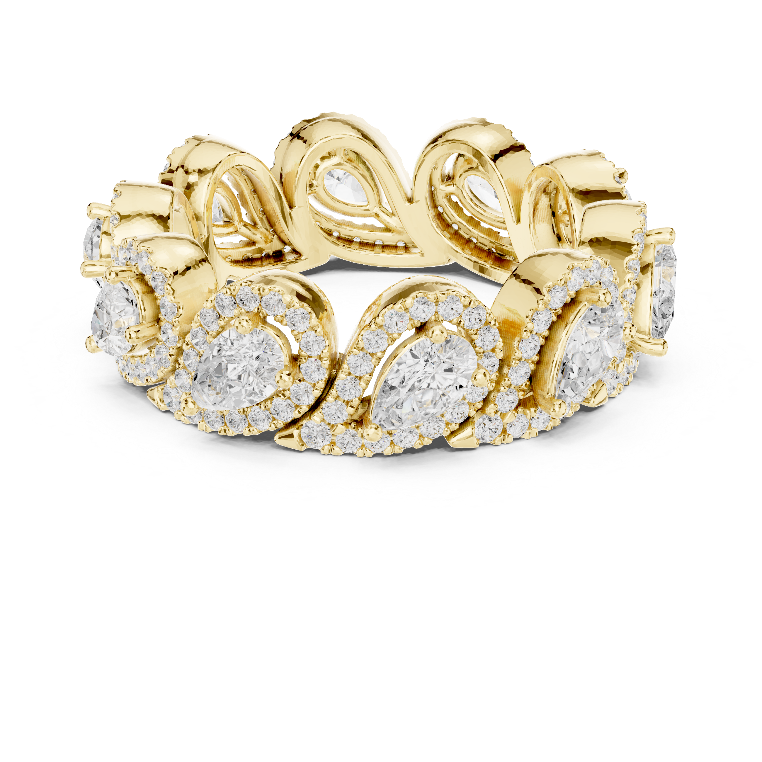 Celestia Pear Halo Ring