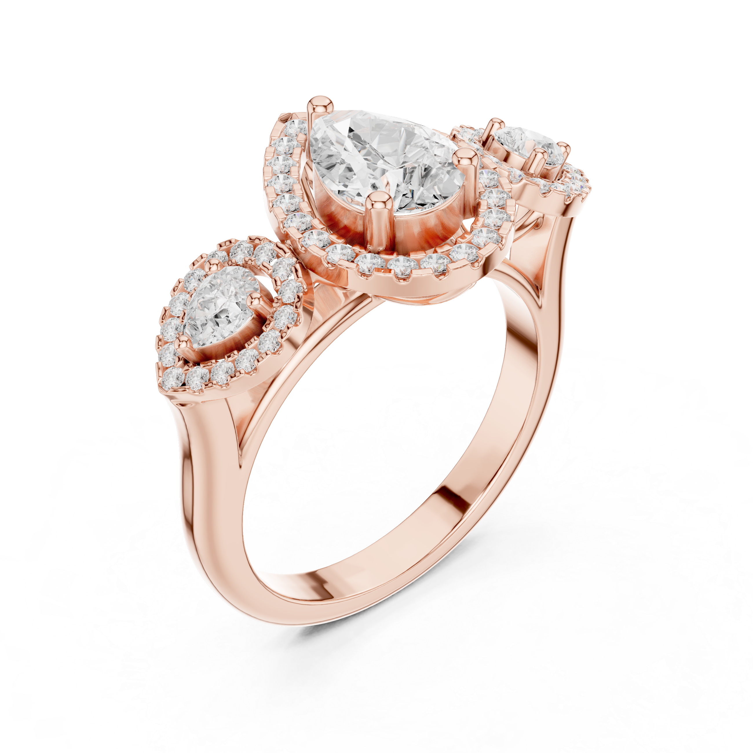 Three Stone Pear Diamond Ring
