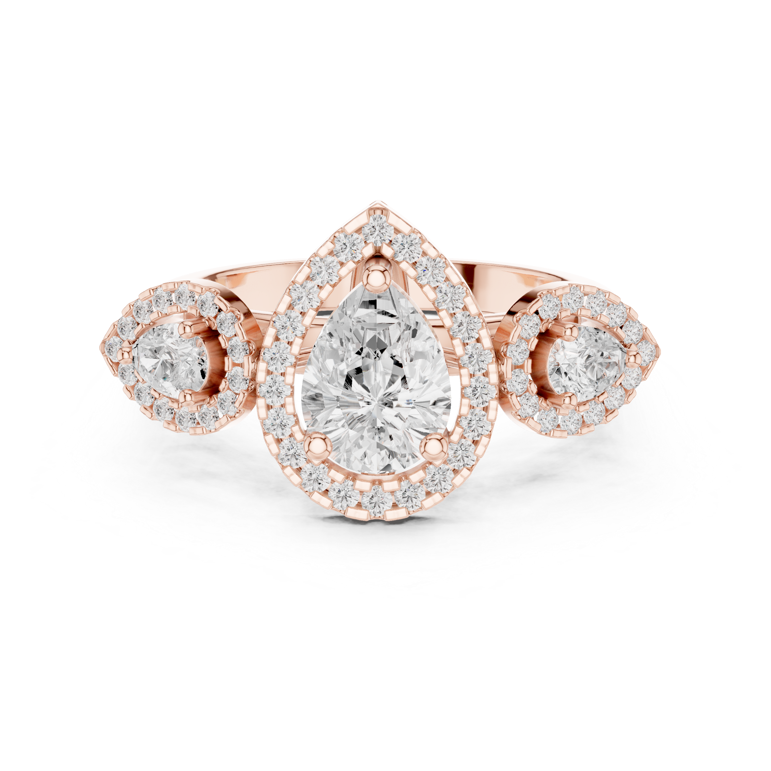 Three Stone Pear Diamond Ring