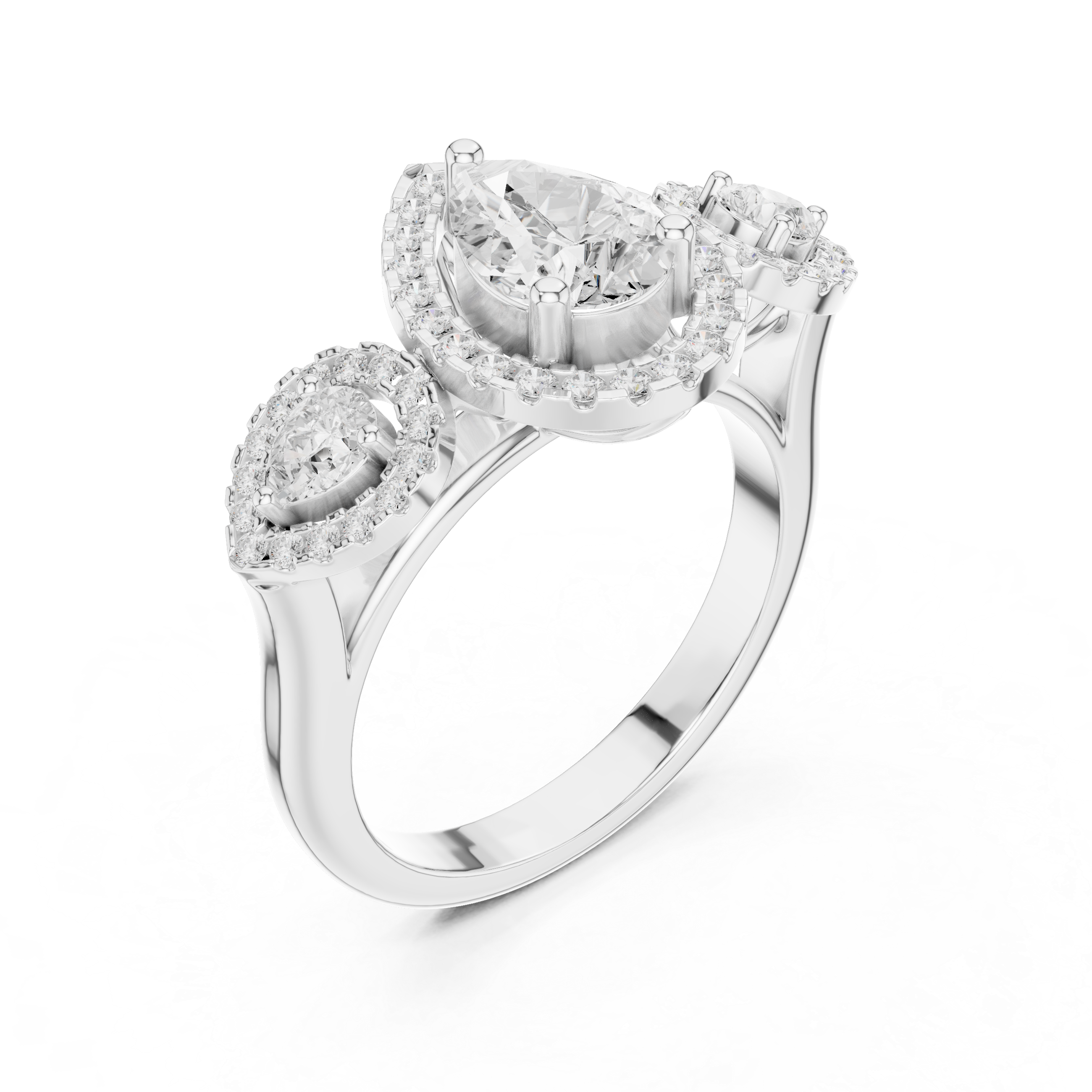 Three Stone Pear Diamond Ring