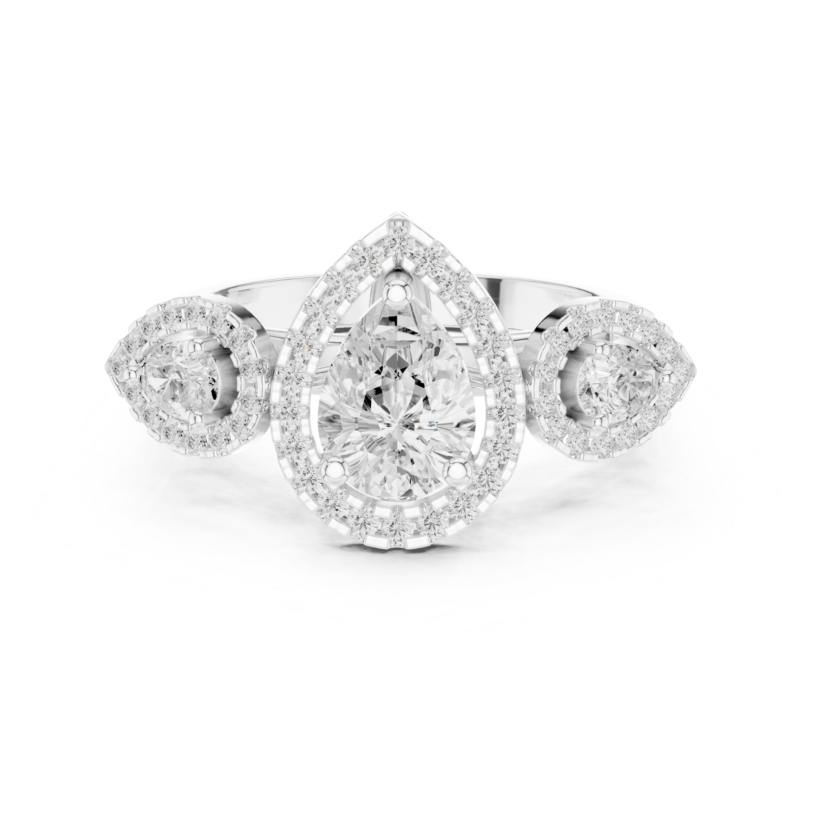 Three Stone Pear Diamond Ring