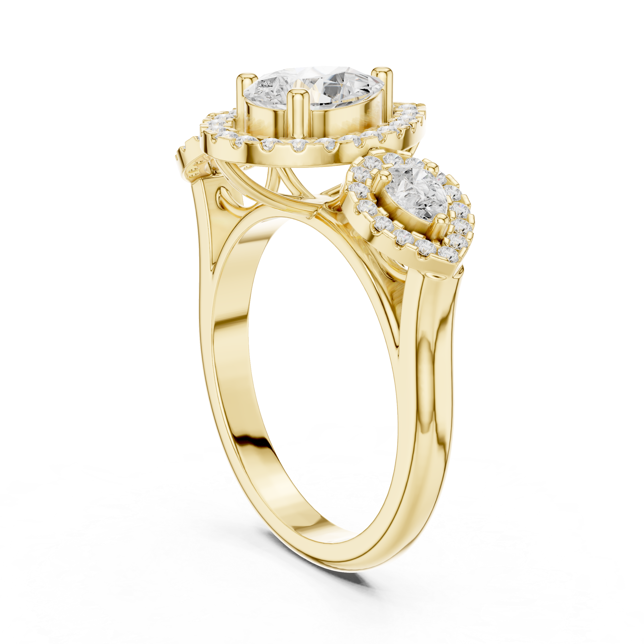 Three Stone Pear Diamond Ring