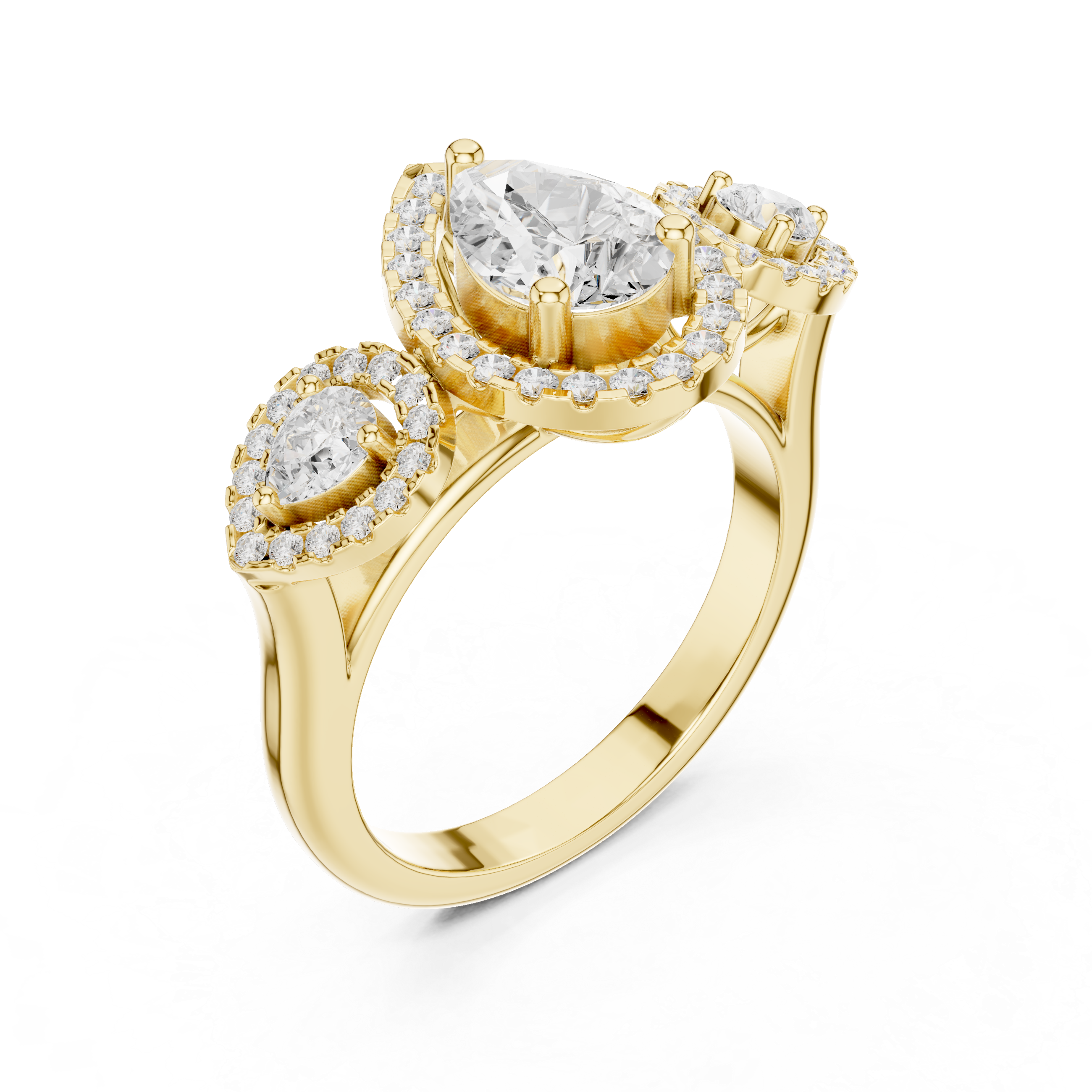 Three Stone Pear Diamond Ring