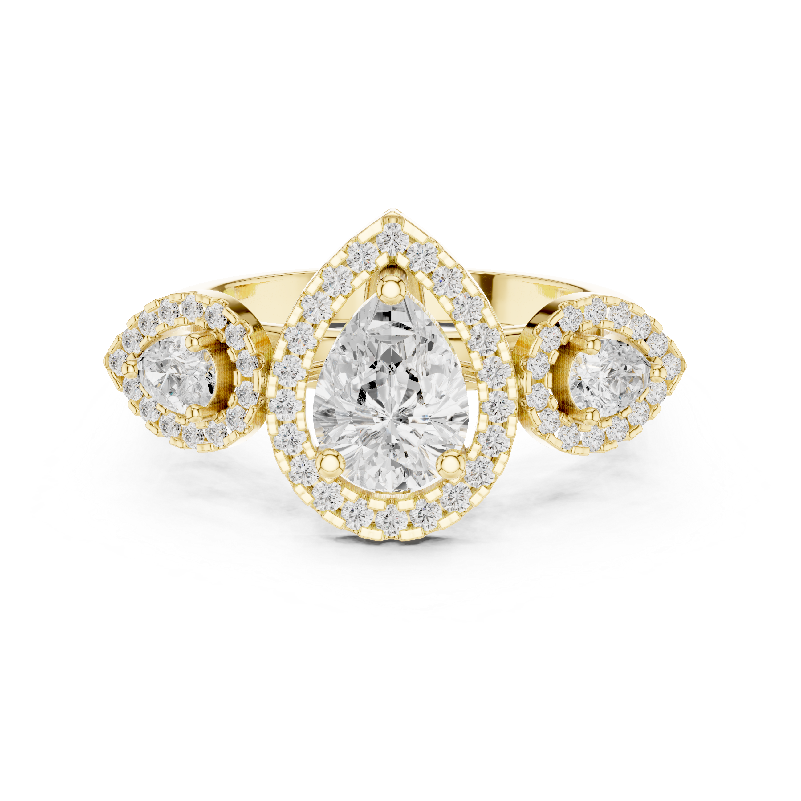 Three Stone Pear Diamond Ring