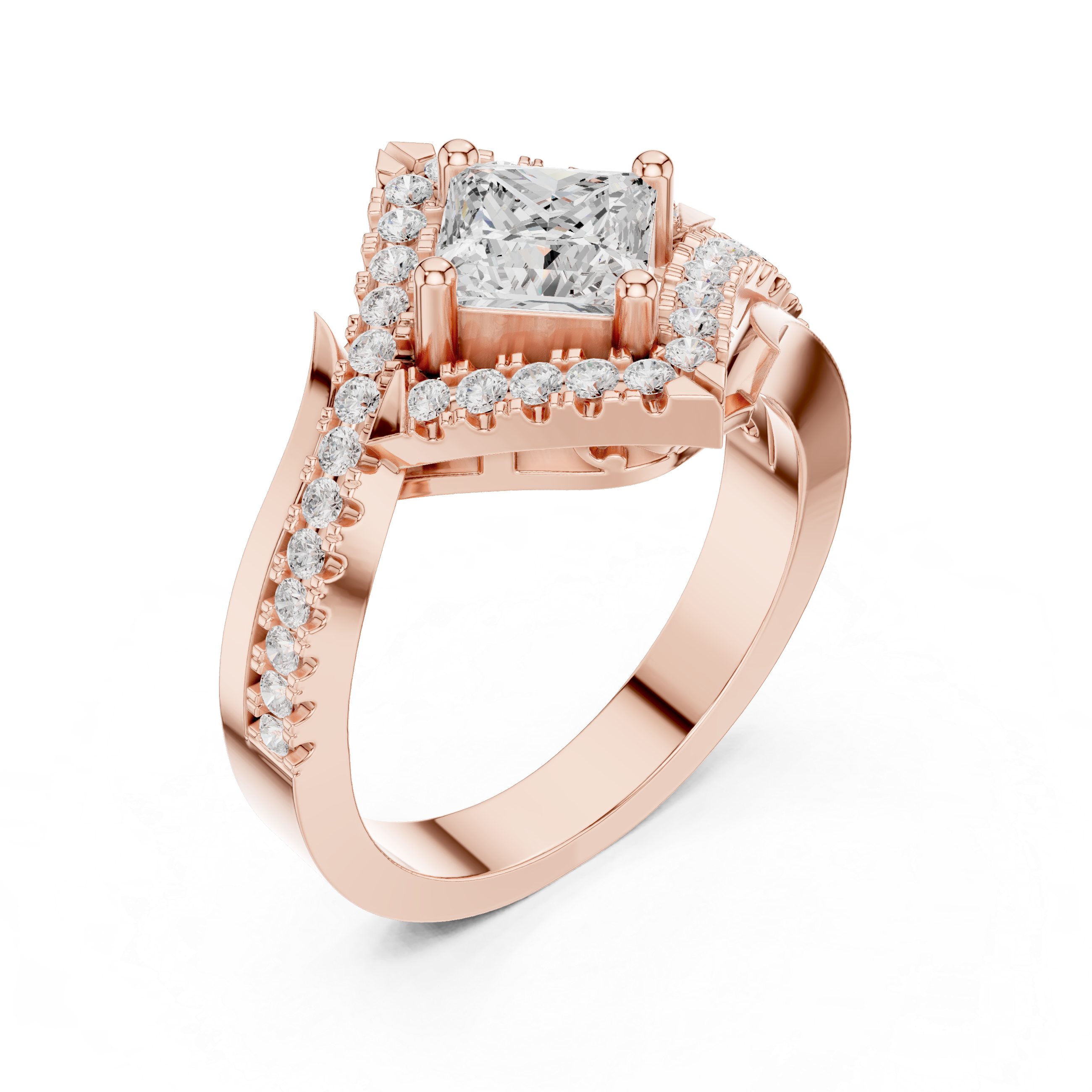Princess Diamond Split Shank Ring