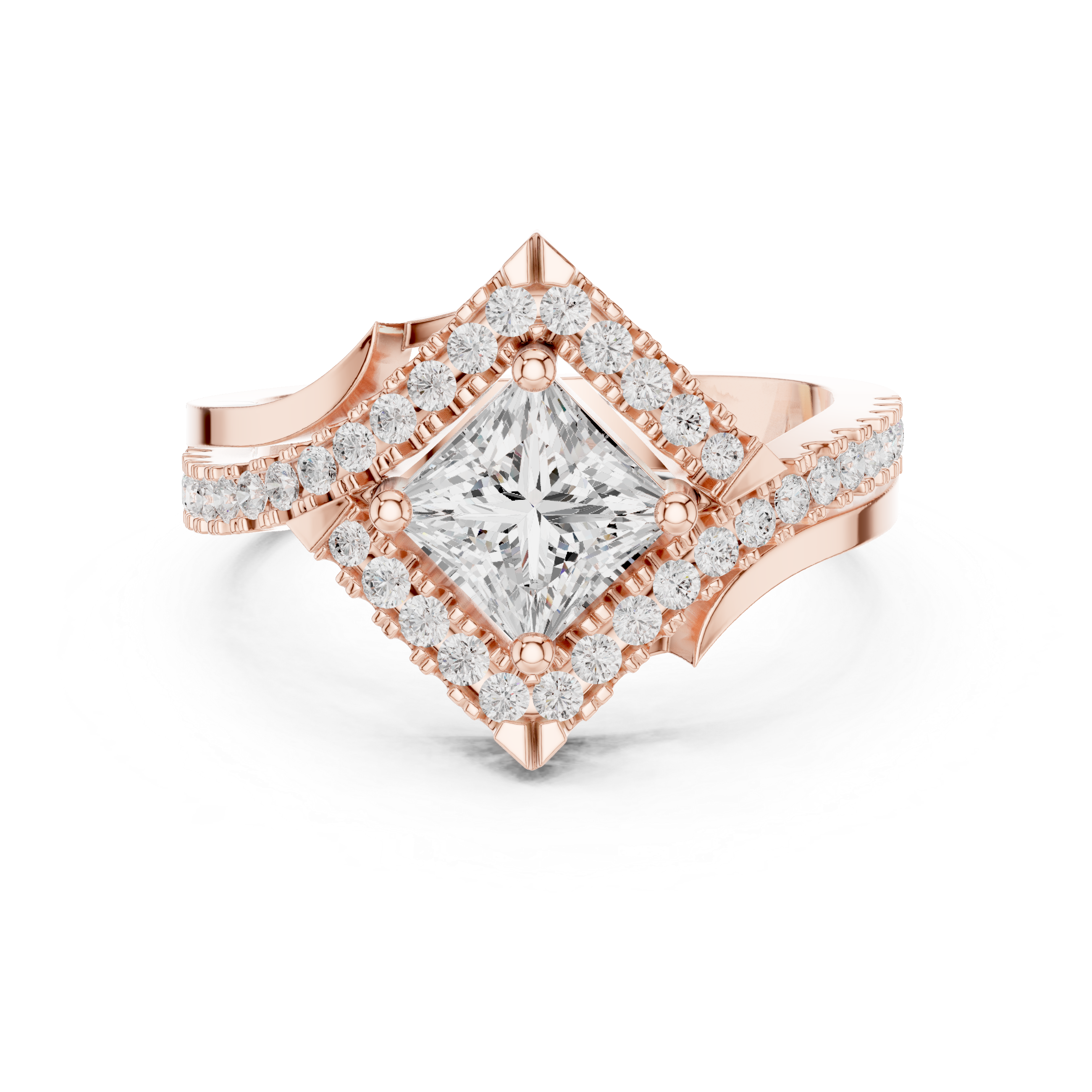 Princess Diamond Split Shank Ring