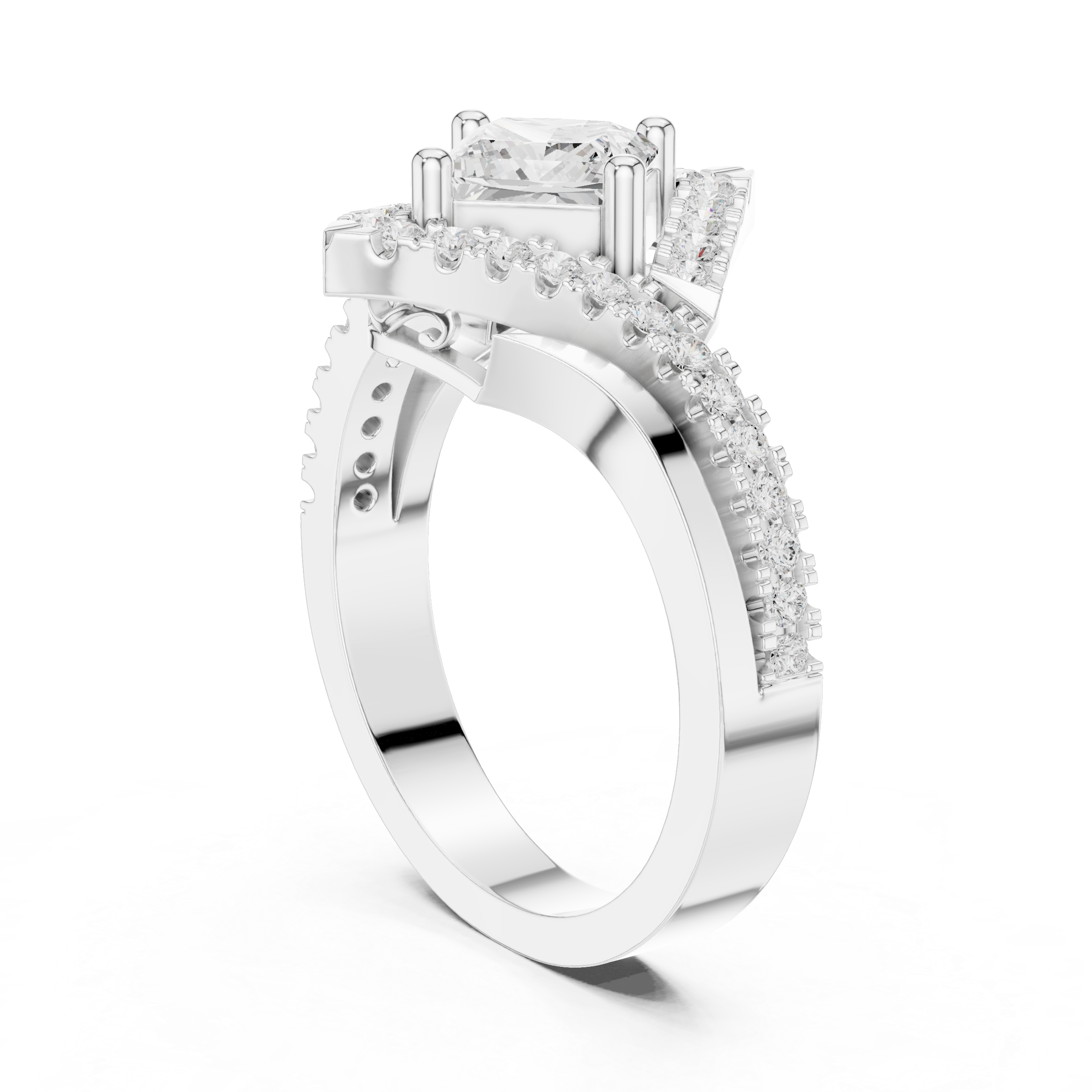 Princess Diamond Split Shank Ring