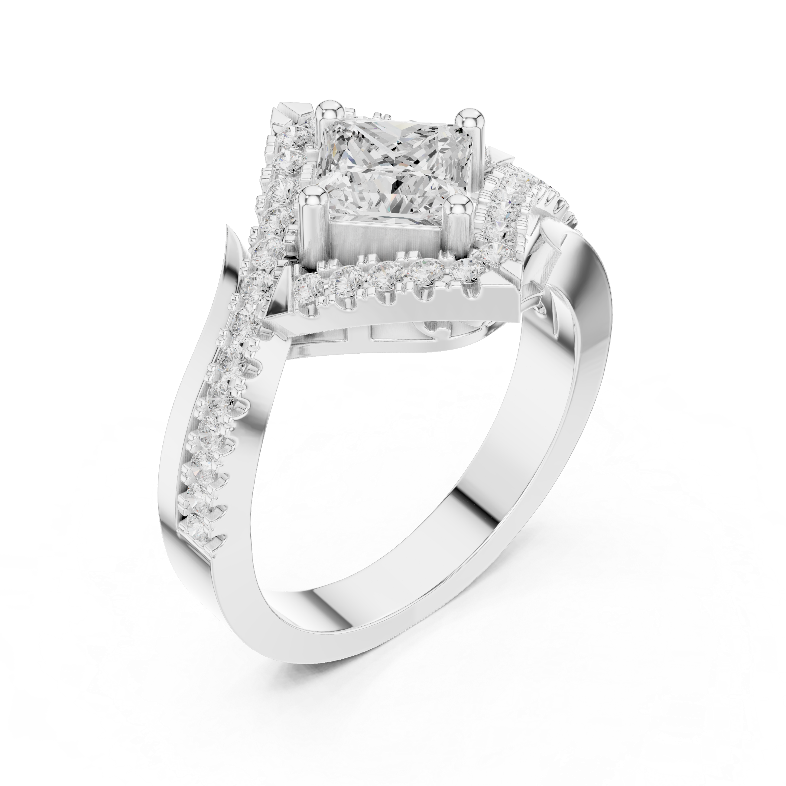 Princess Diamond Split Shank Ring