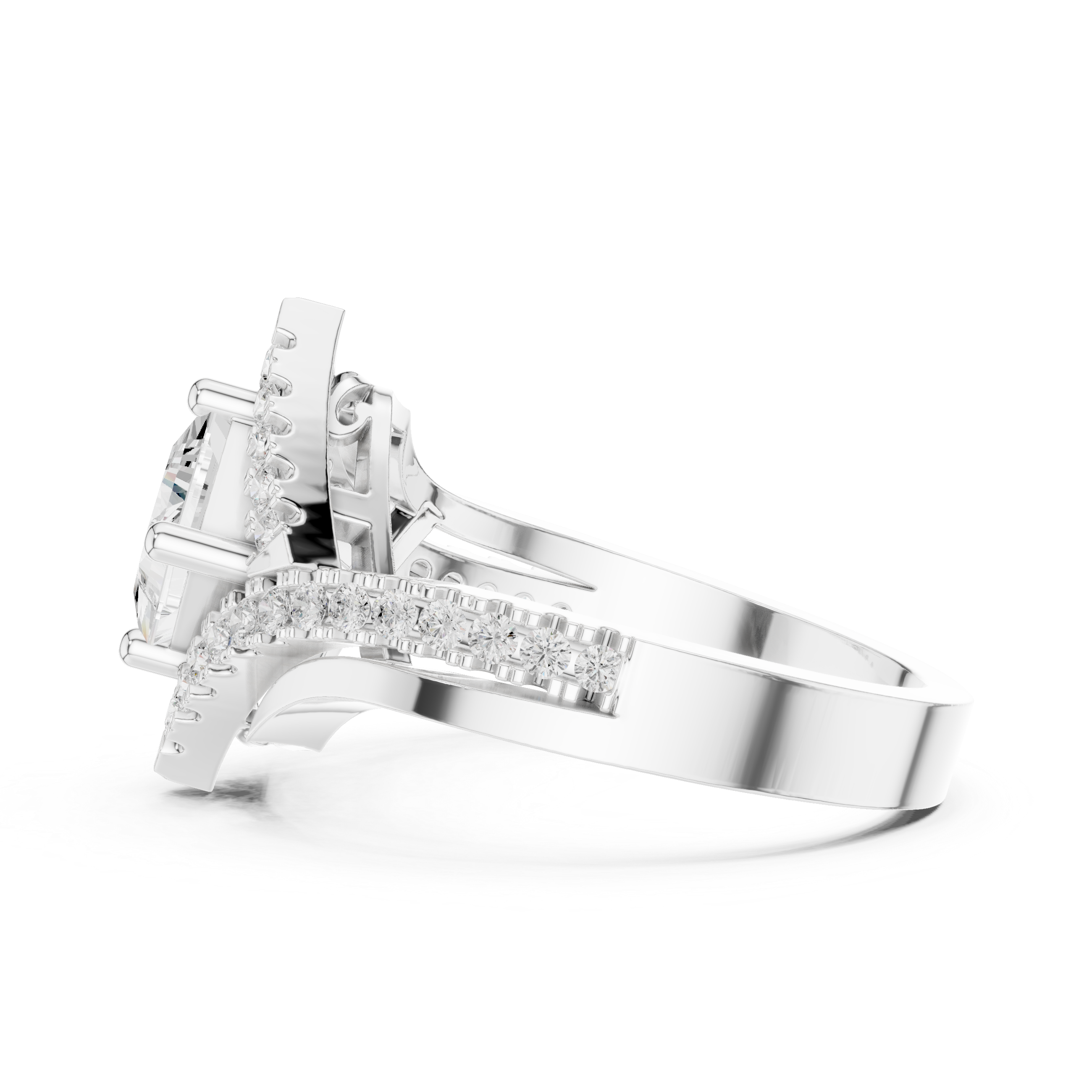 Princess Diamond Split Shank Ring