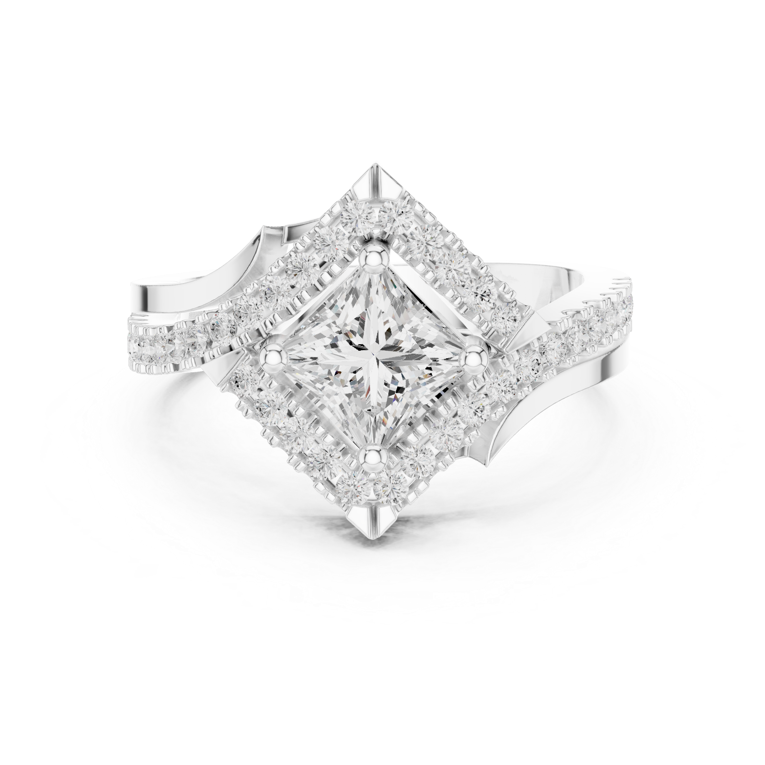 Princess Diamond Split Shank Ring