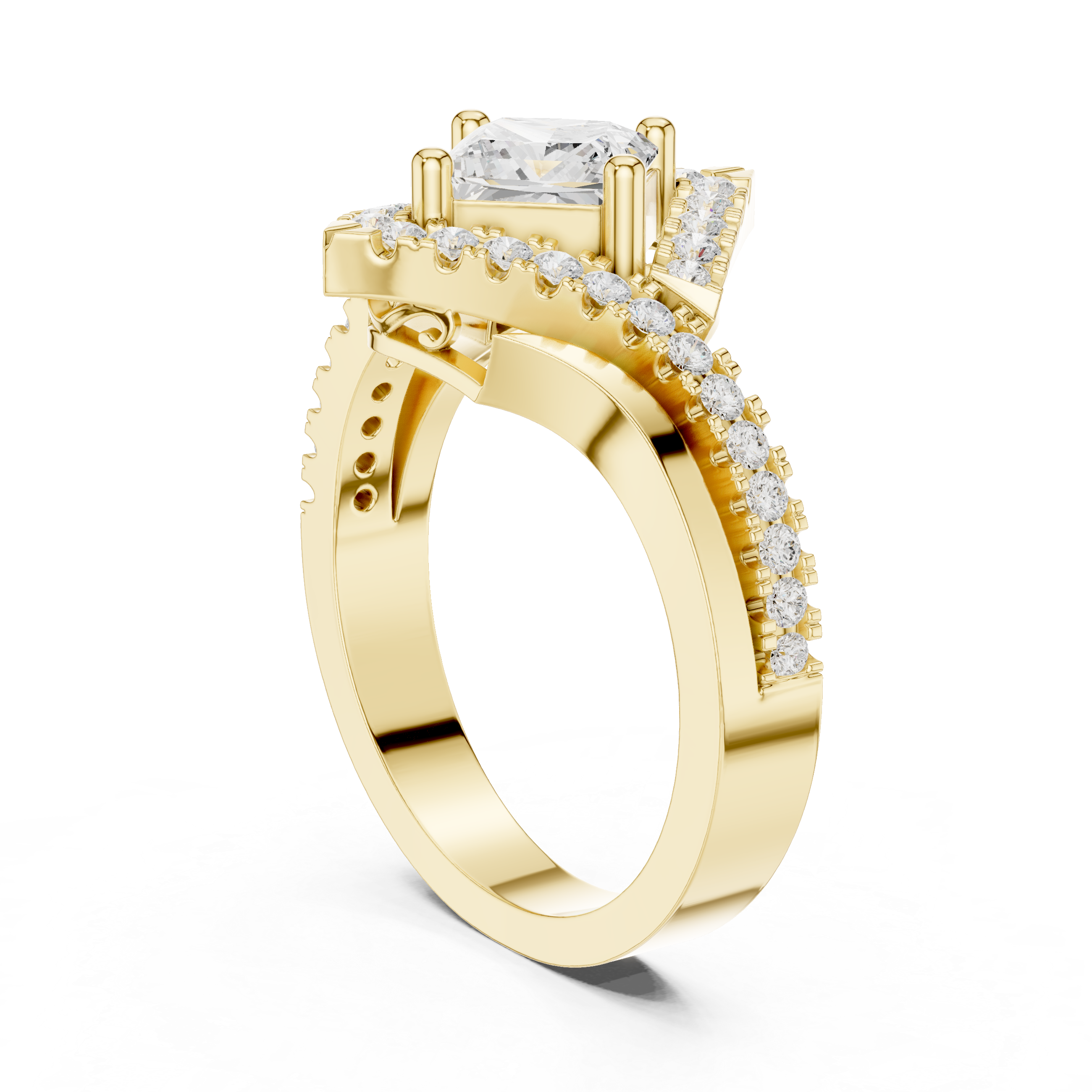 Princess Diamond Split Shank Ring