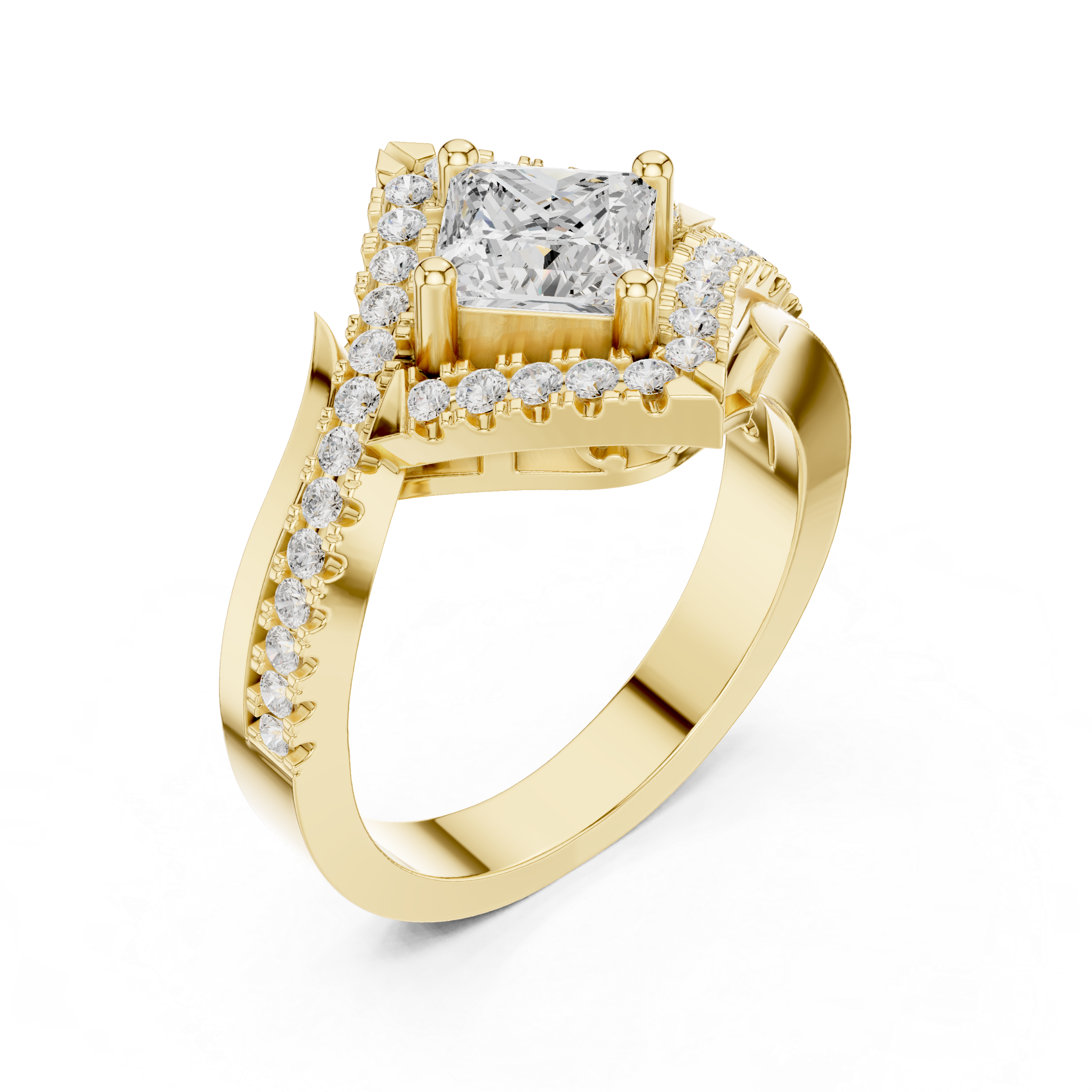 Princess Diamond Split Shank Ring