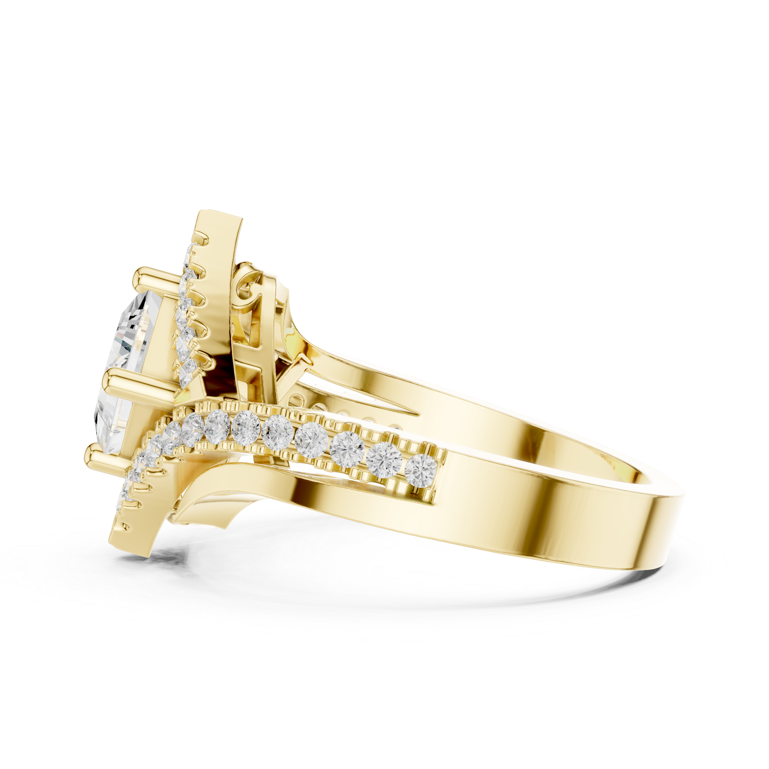 Princess Diamond Split Shank Ring