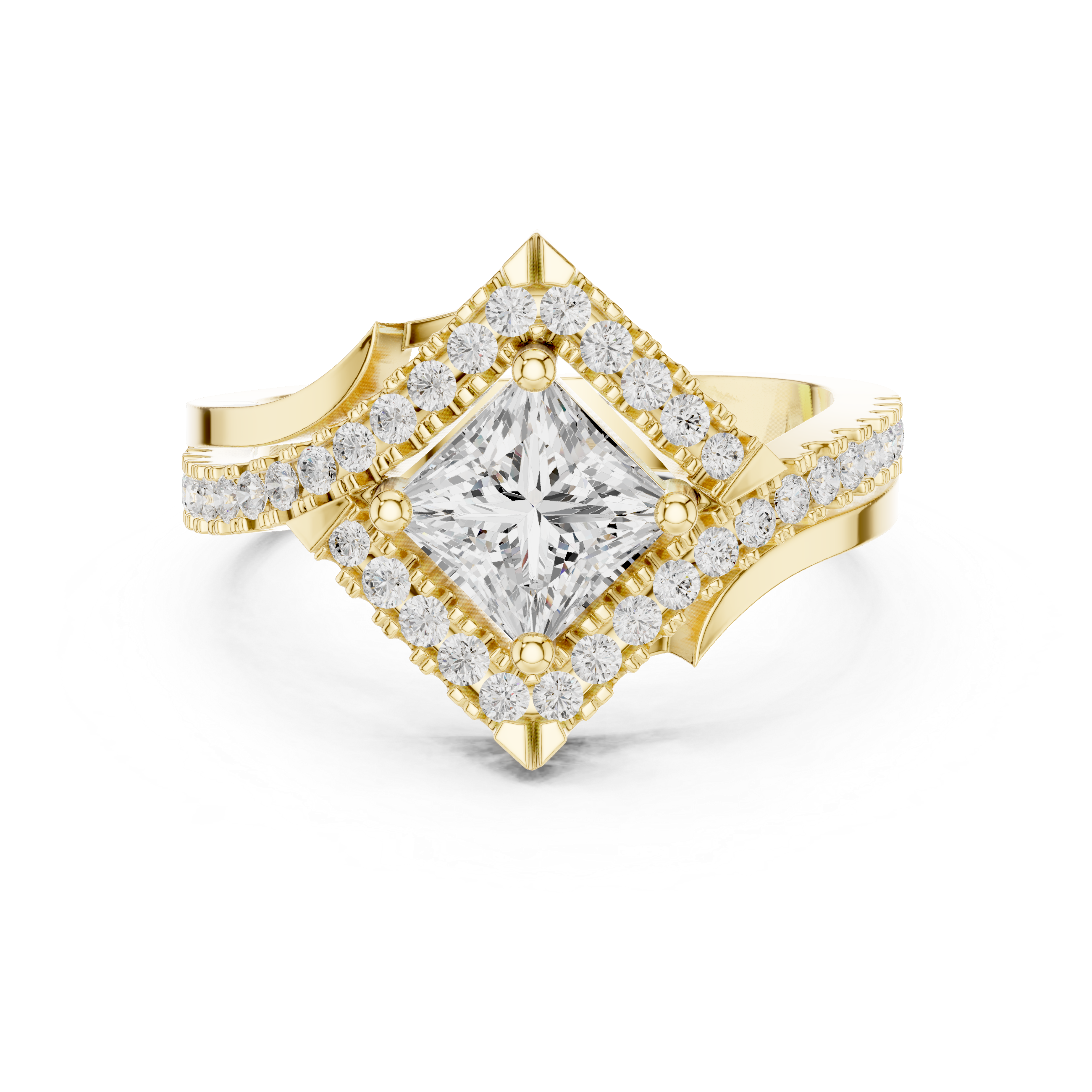 Princess Diamond Split Shank Ring