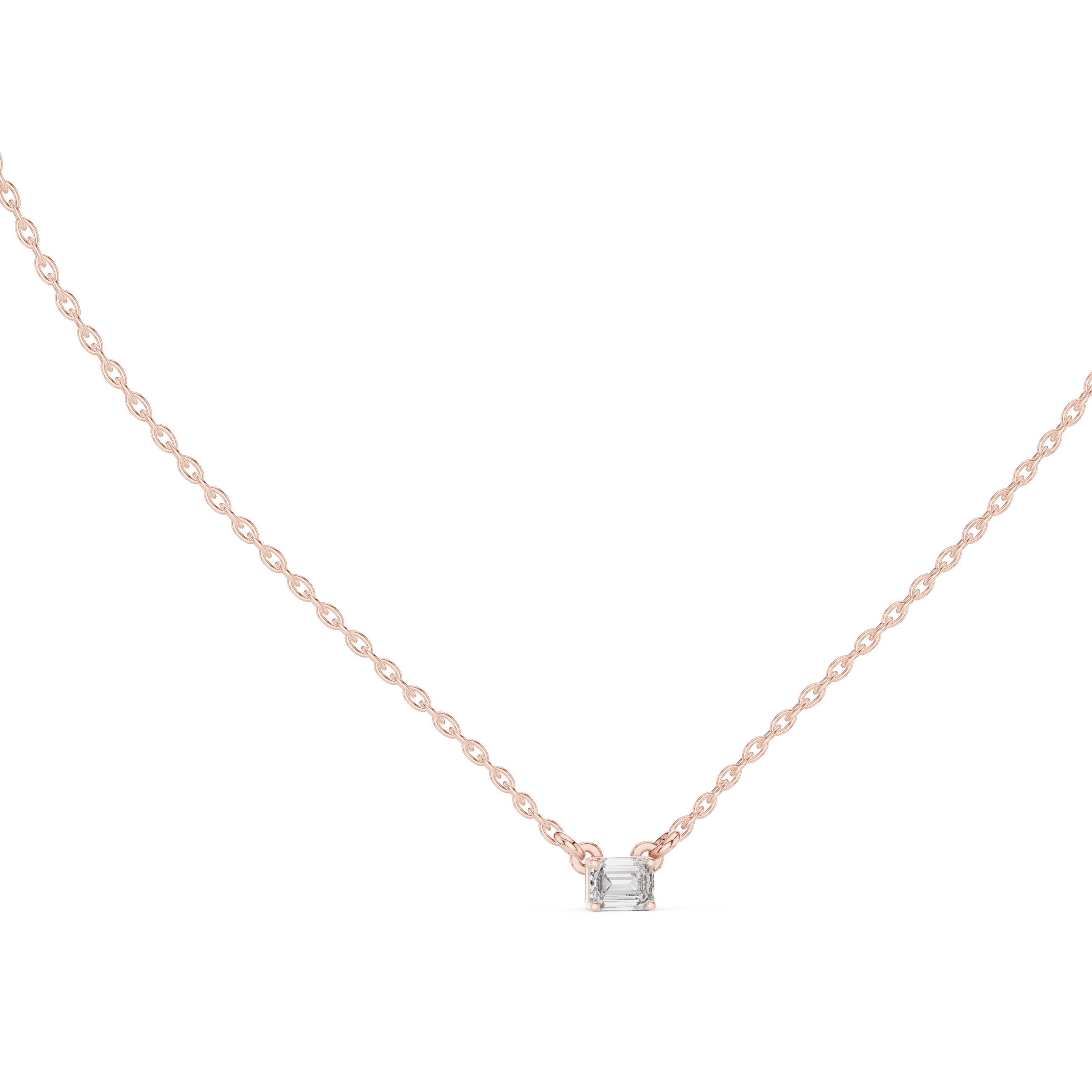 Emerald Cut Solitaire Diamond Pendant Necklace
