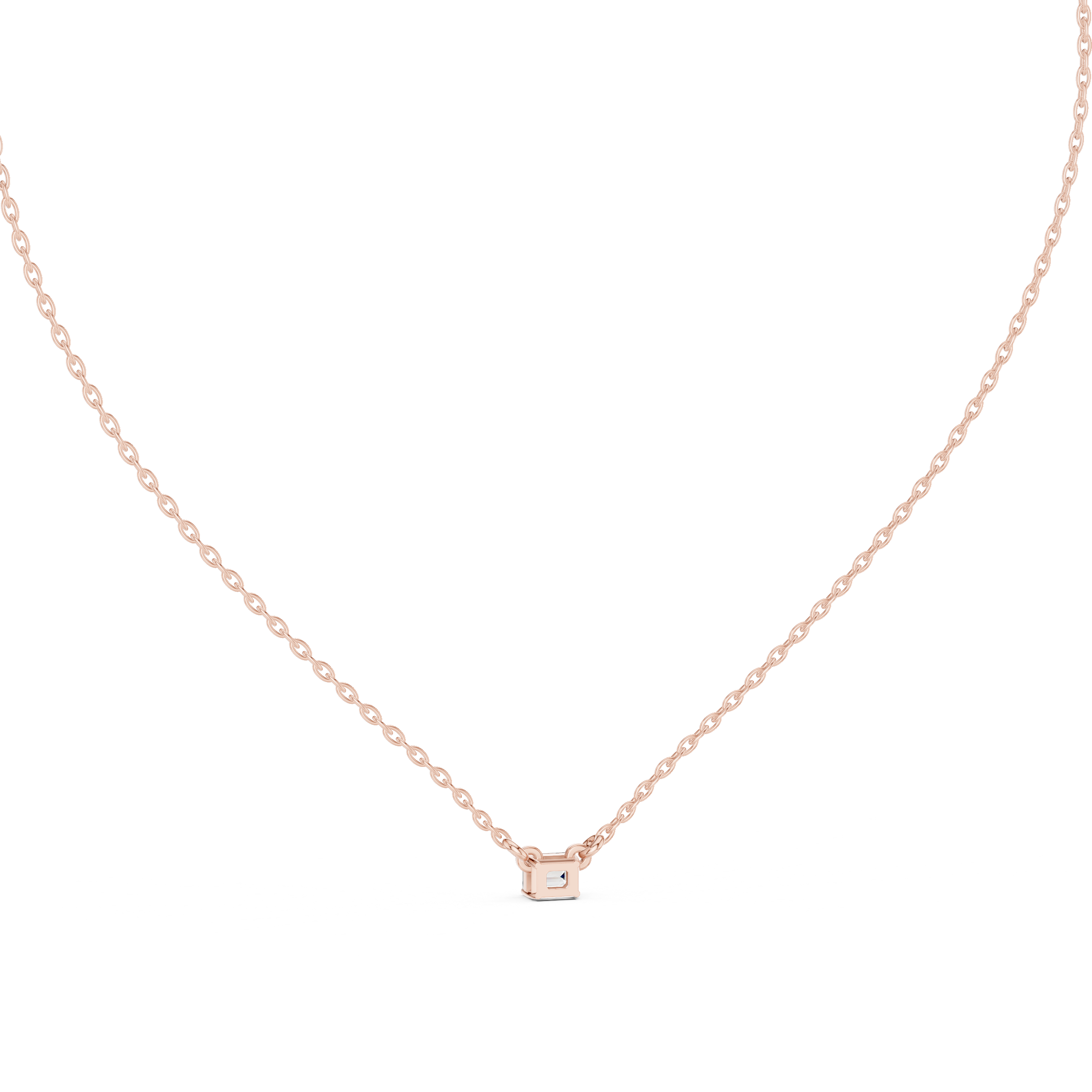 Emerald Cut Solitaire Diamond Pendant Necklace