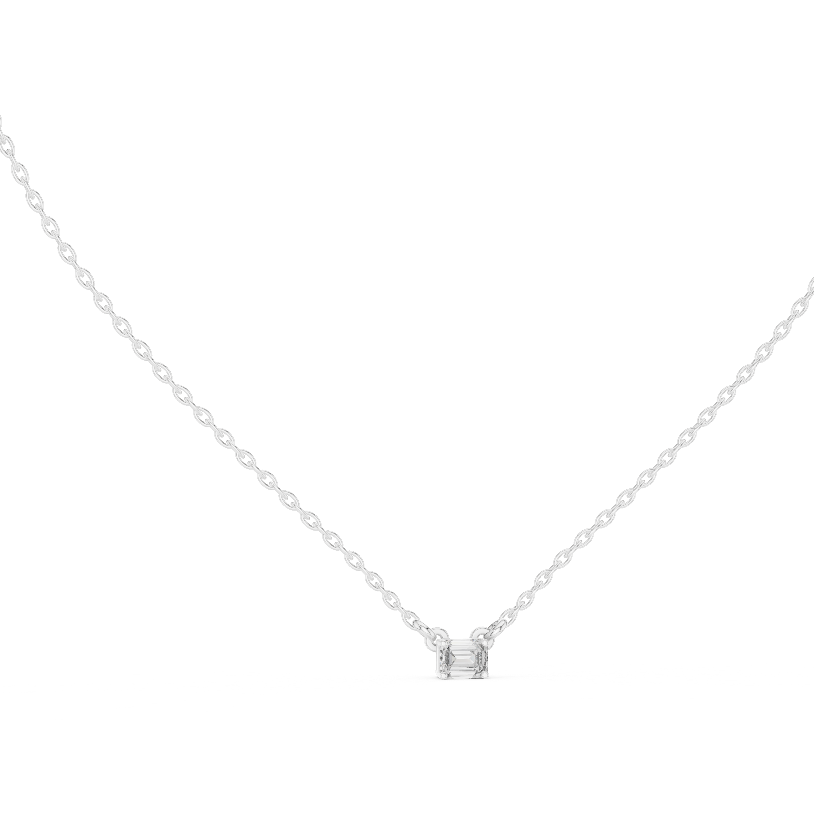 Emerald Cut Solitaire Diamond Pendant Necklace