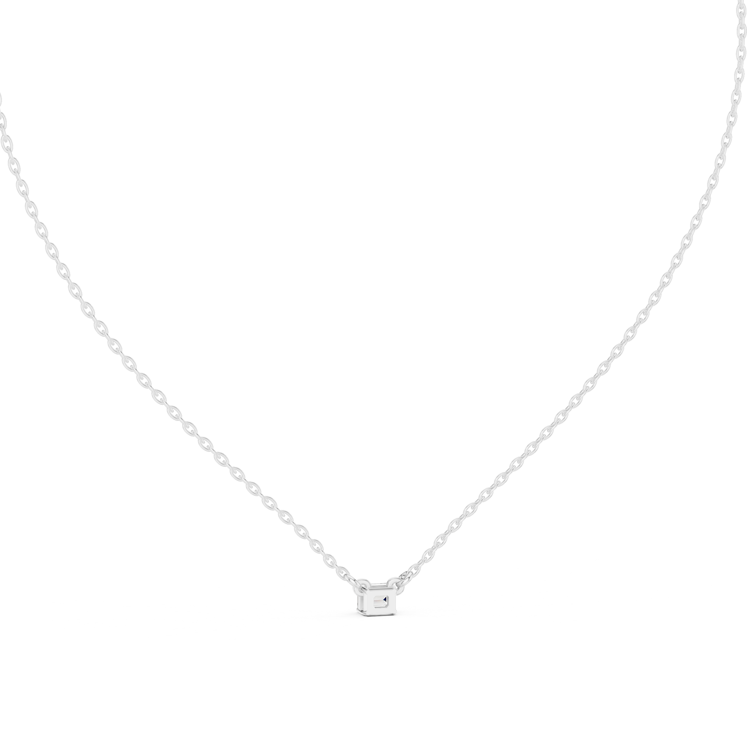 Emerald Cut Solitaire Diamond Pendant Necklace
