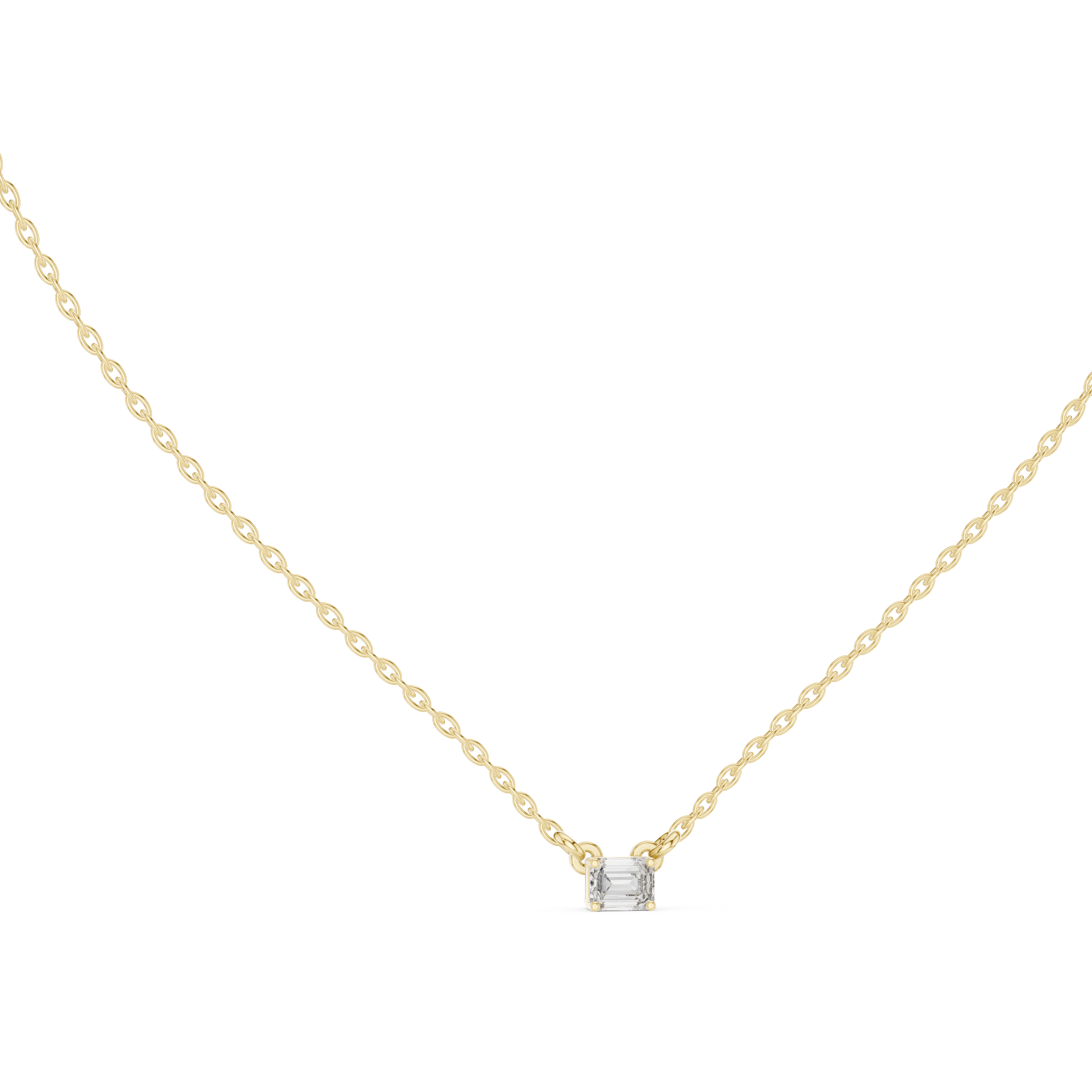 Emerald Cut Solitaire Diamond Pendant Necklace