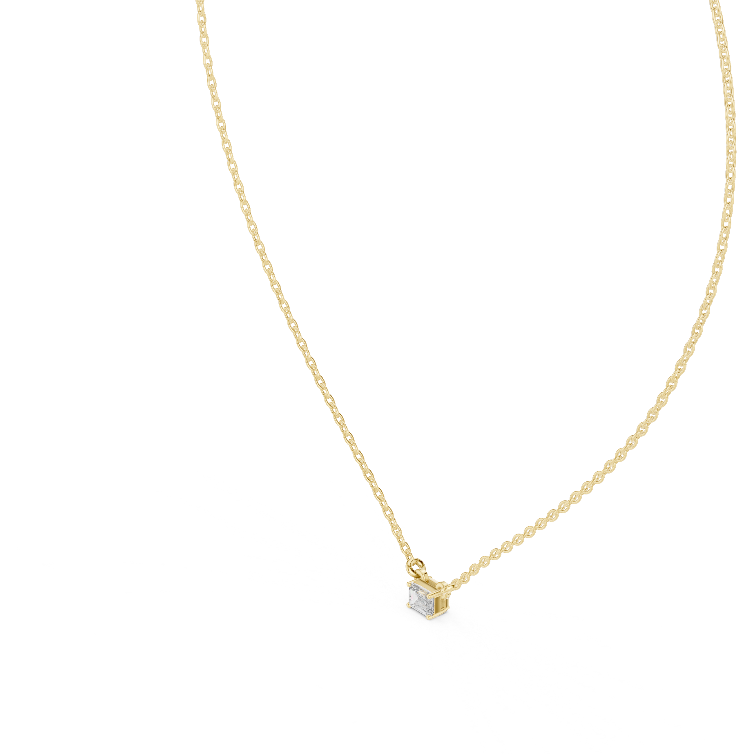 Emerald Cut Solitaire Diamond Pendant Necklace