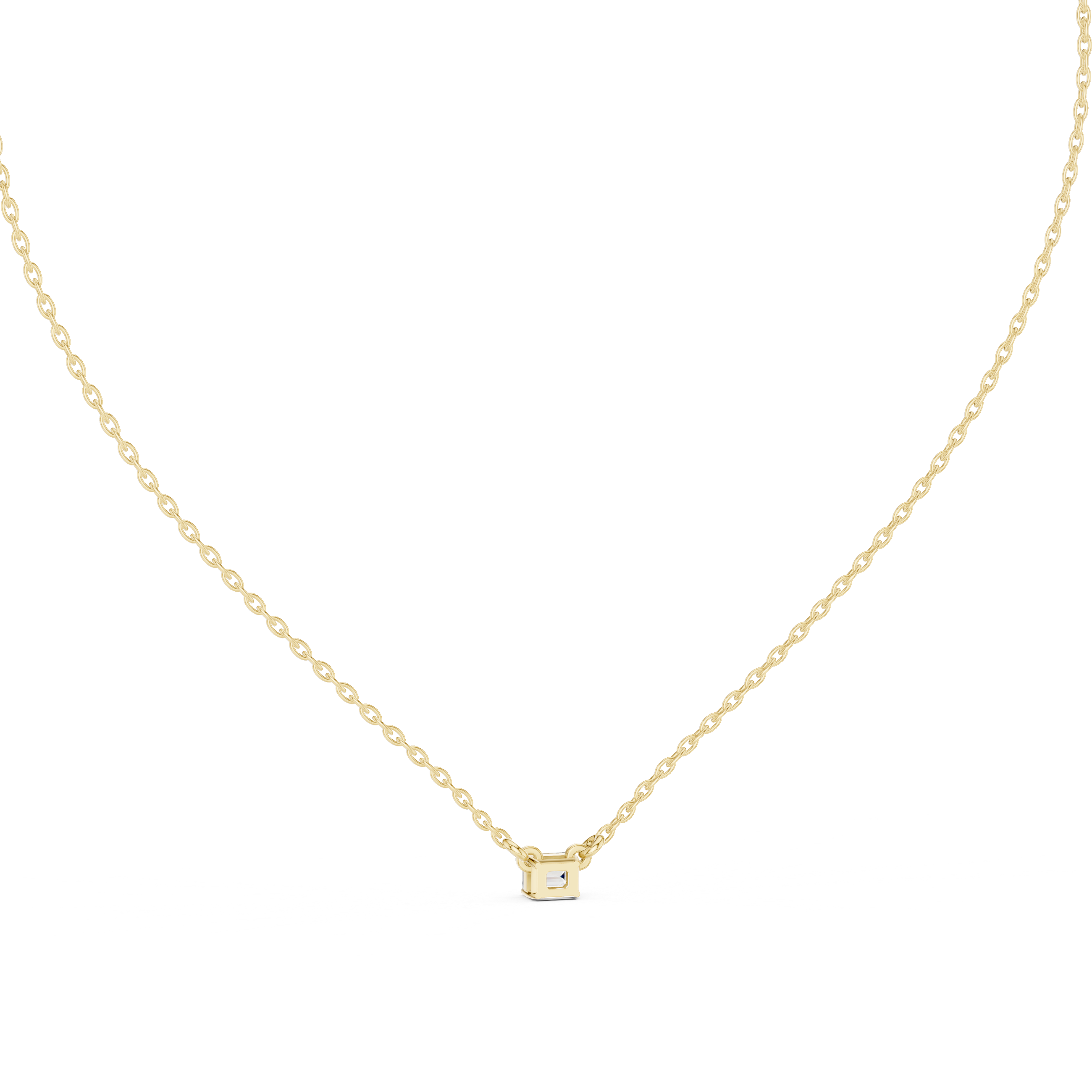 Emerald Cut Solitaire Diamond Pendant Necklace