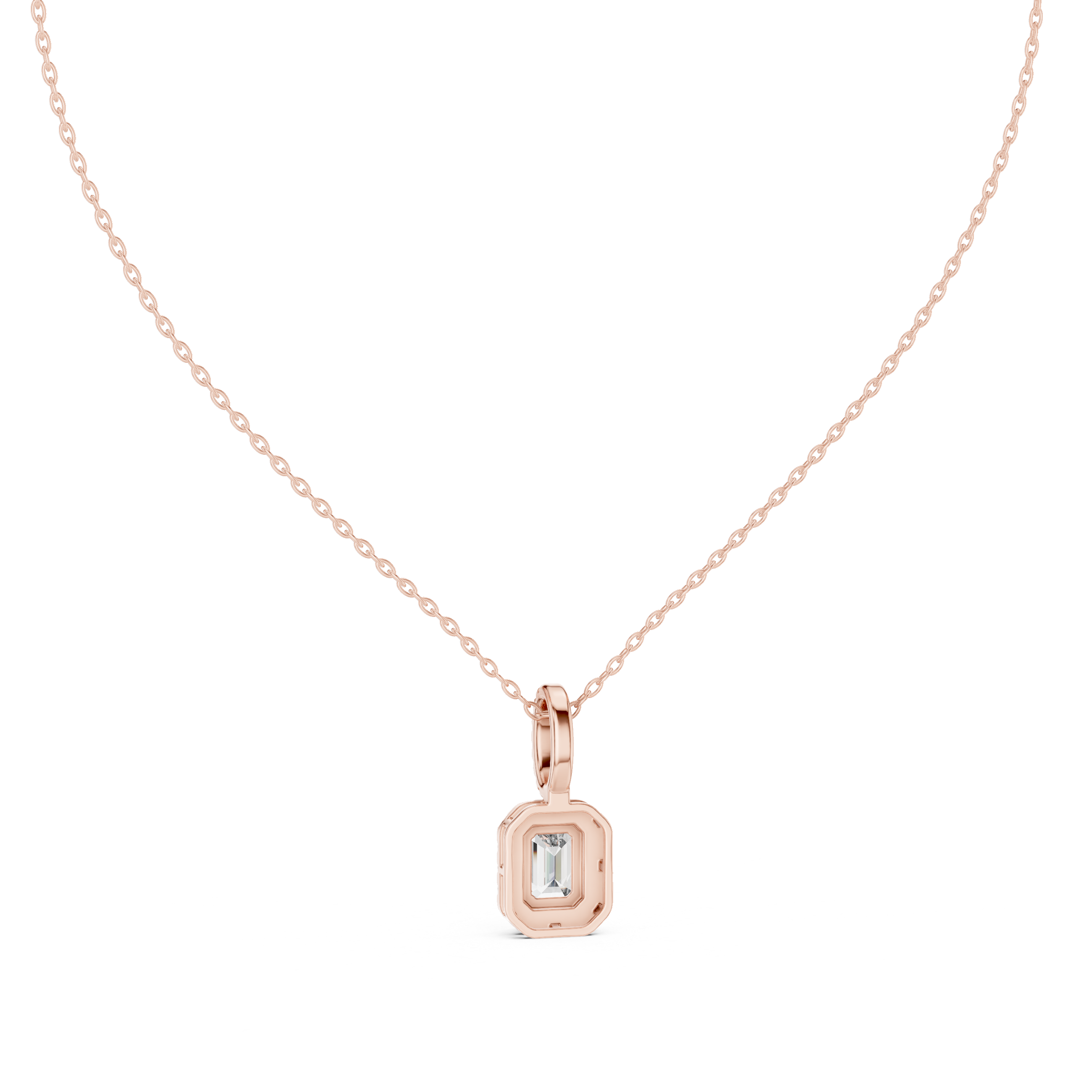 EMRALD- CUT DIAMOND HALO PENDENT