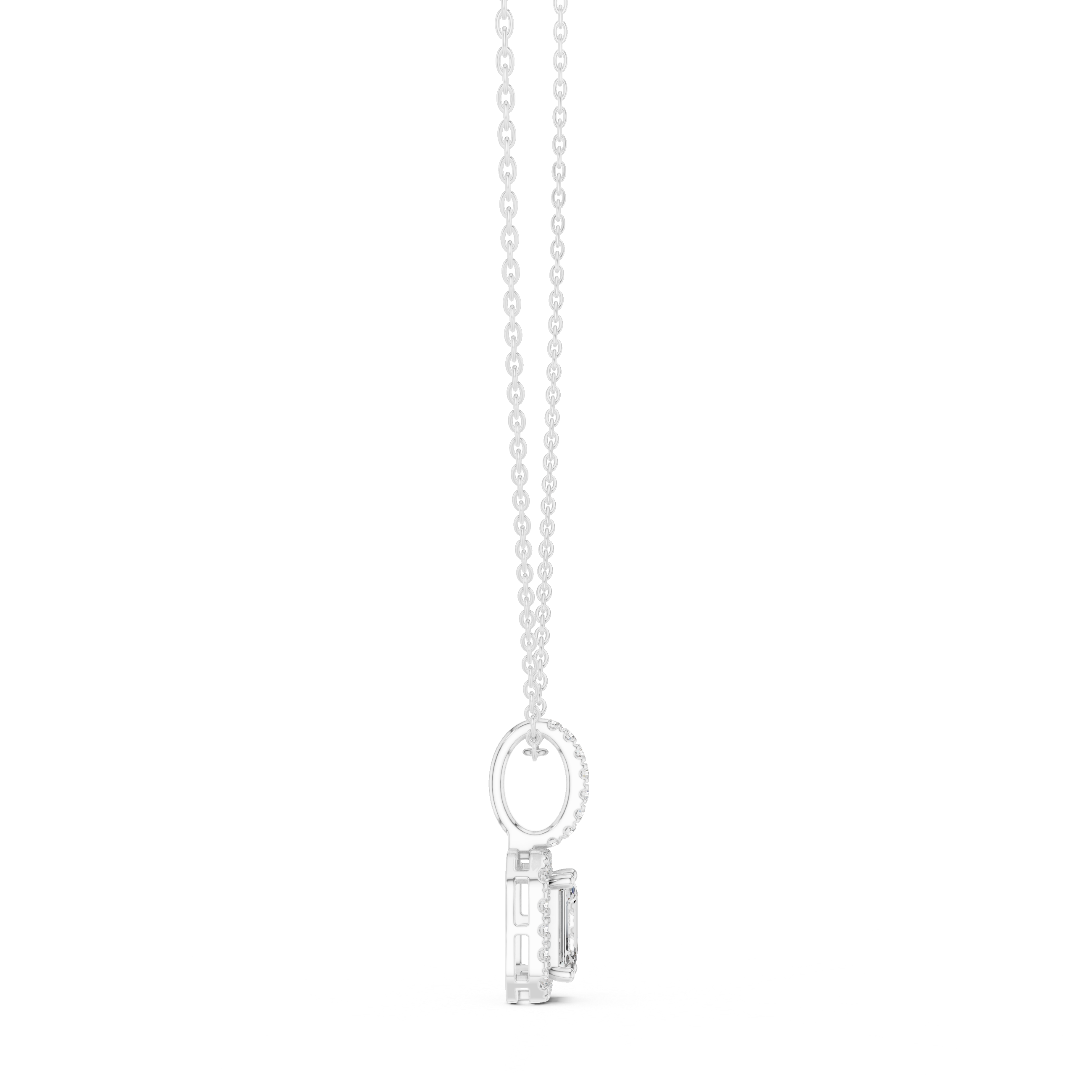 EMRALD- CUT DIAMOND HALO PENDENT