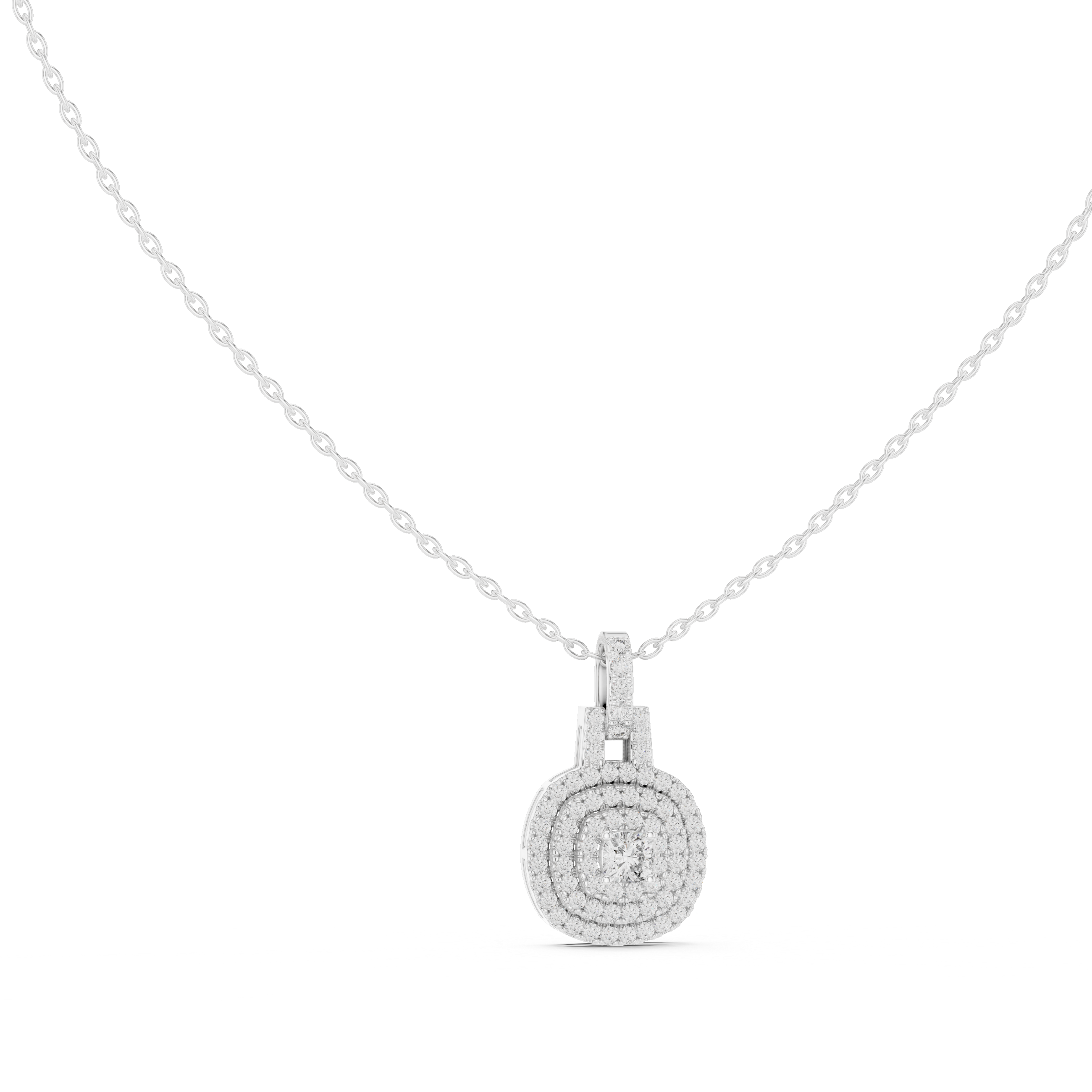 THE DOUBLE HALO DIAMOND PENDENT
