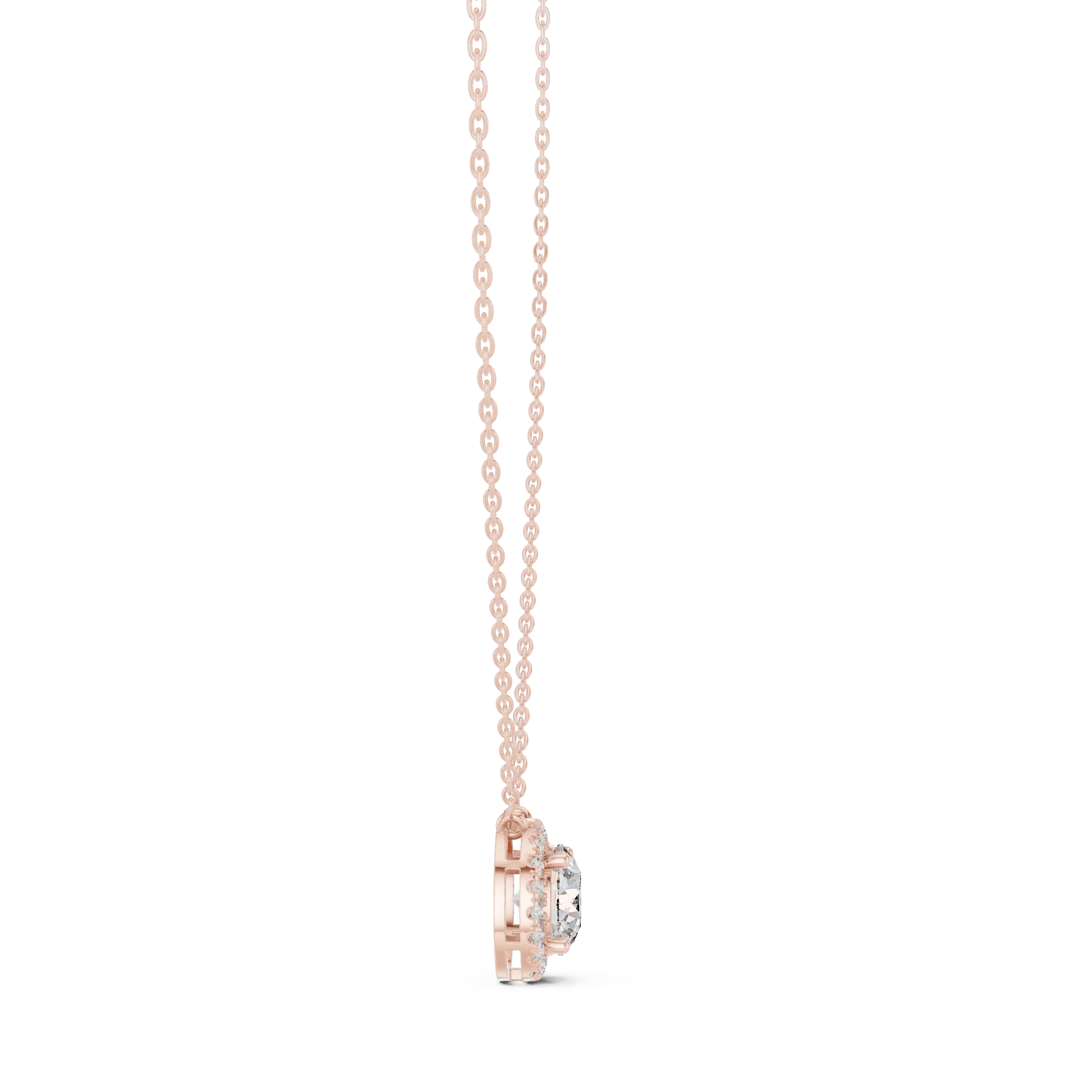 MINIMALIST ROUND HALO DIAMOND PENDENT