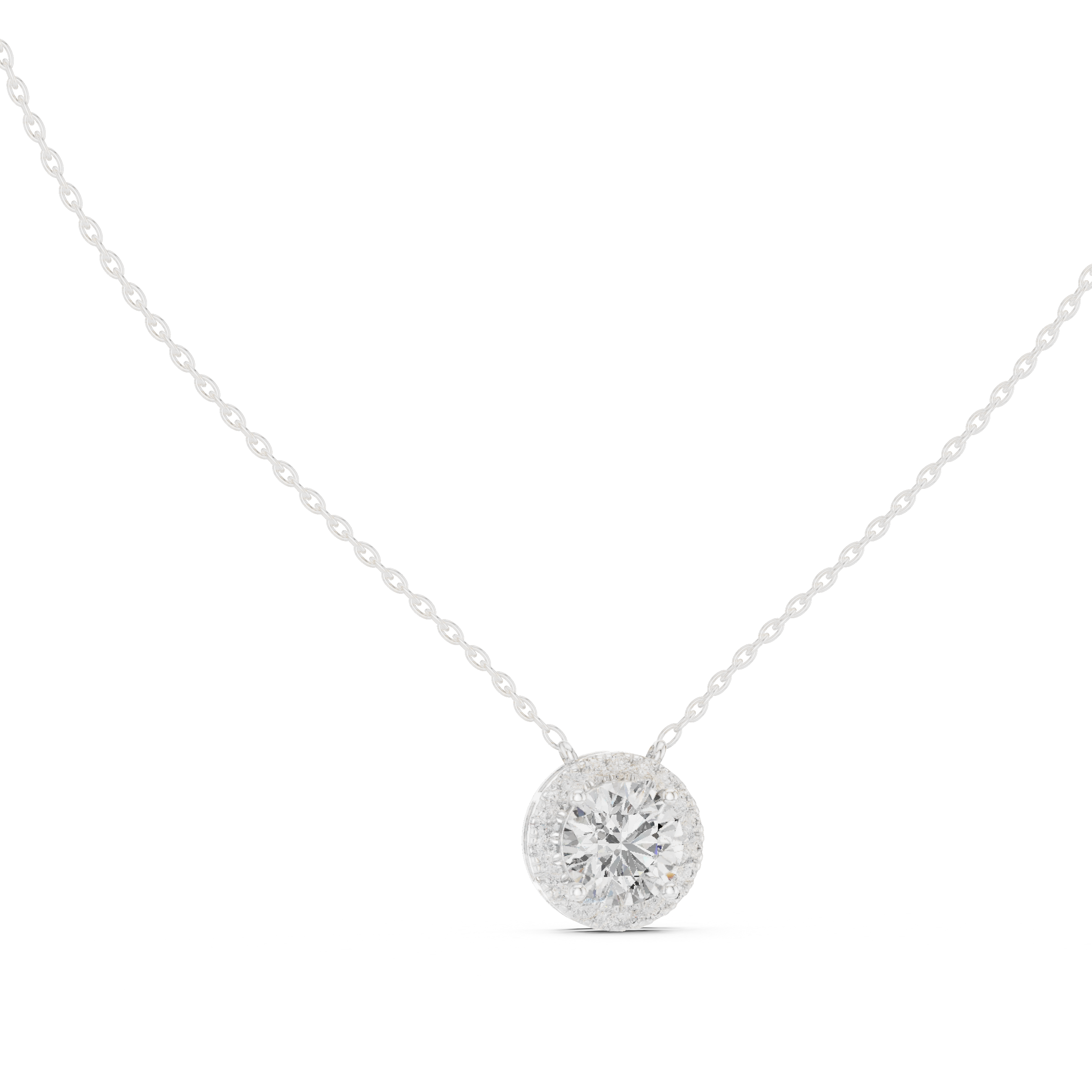 MINIMALIST ROUND HALO DIAMOND PENDENT
