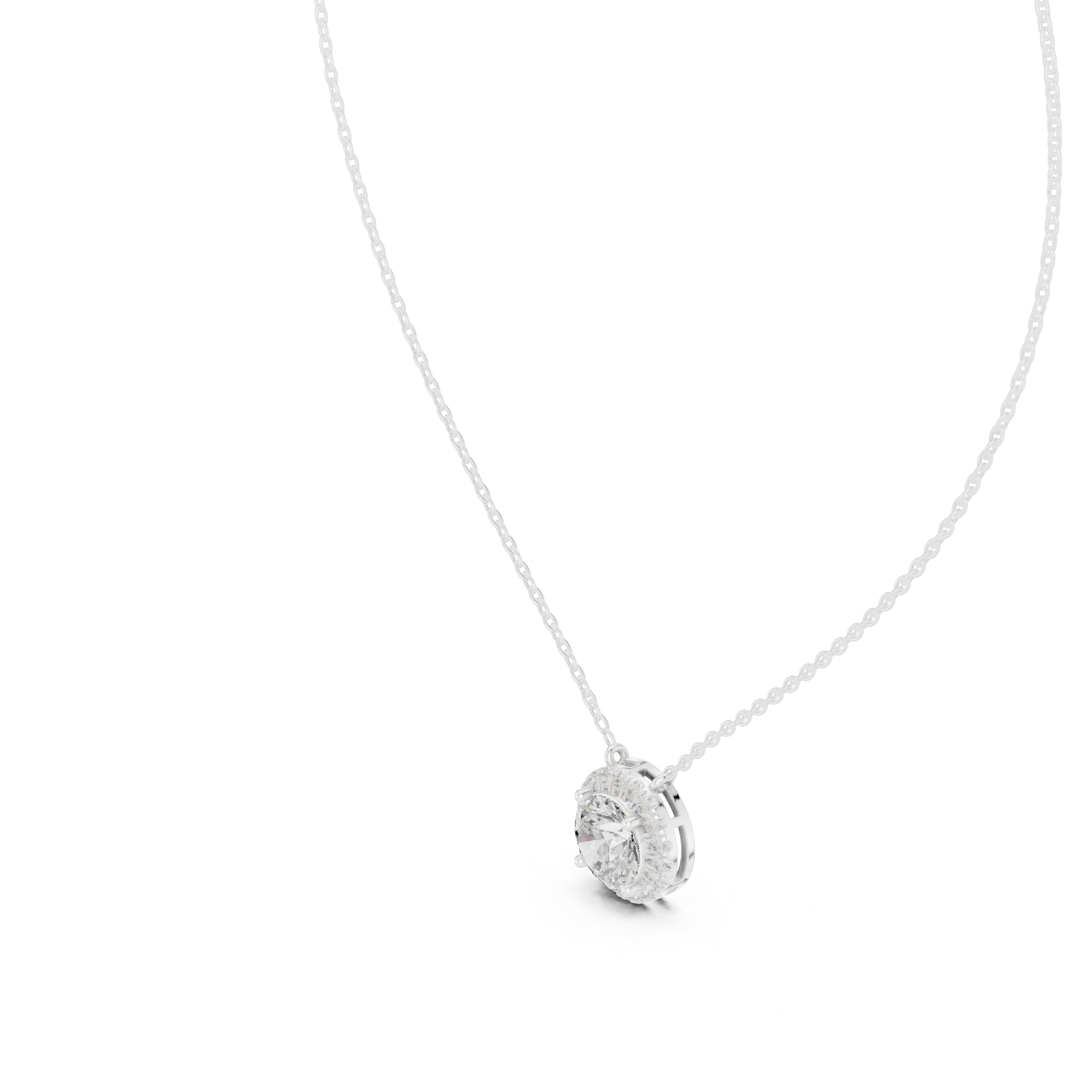 MINIMALIST ROUND HALO DIAMOND PENDENT