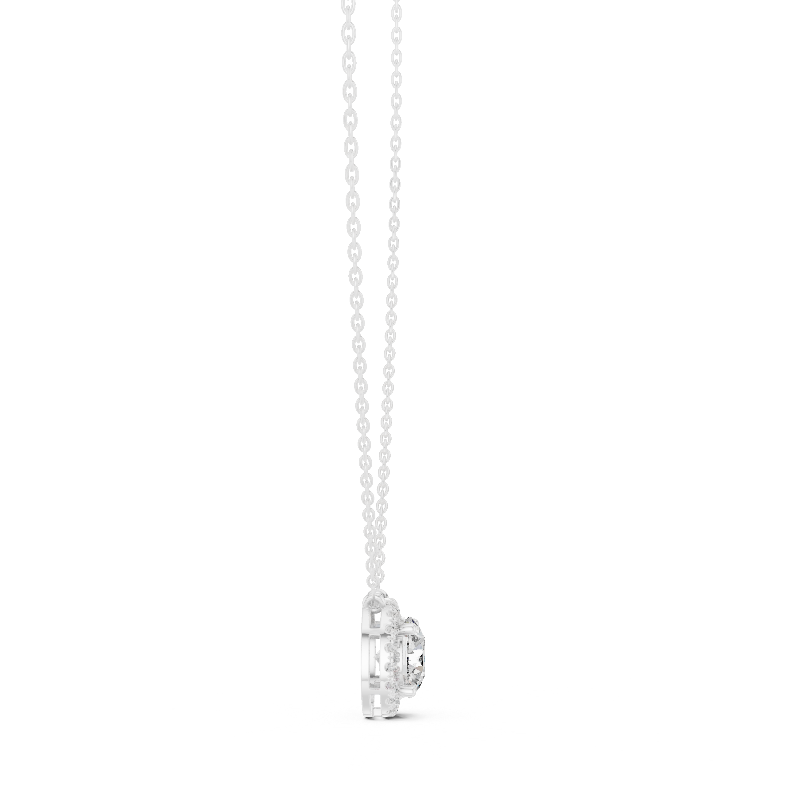 MINIMALIST ROUND HALO DIAMOND PENDENT