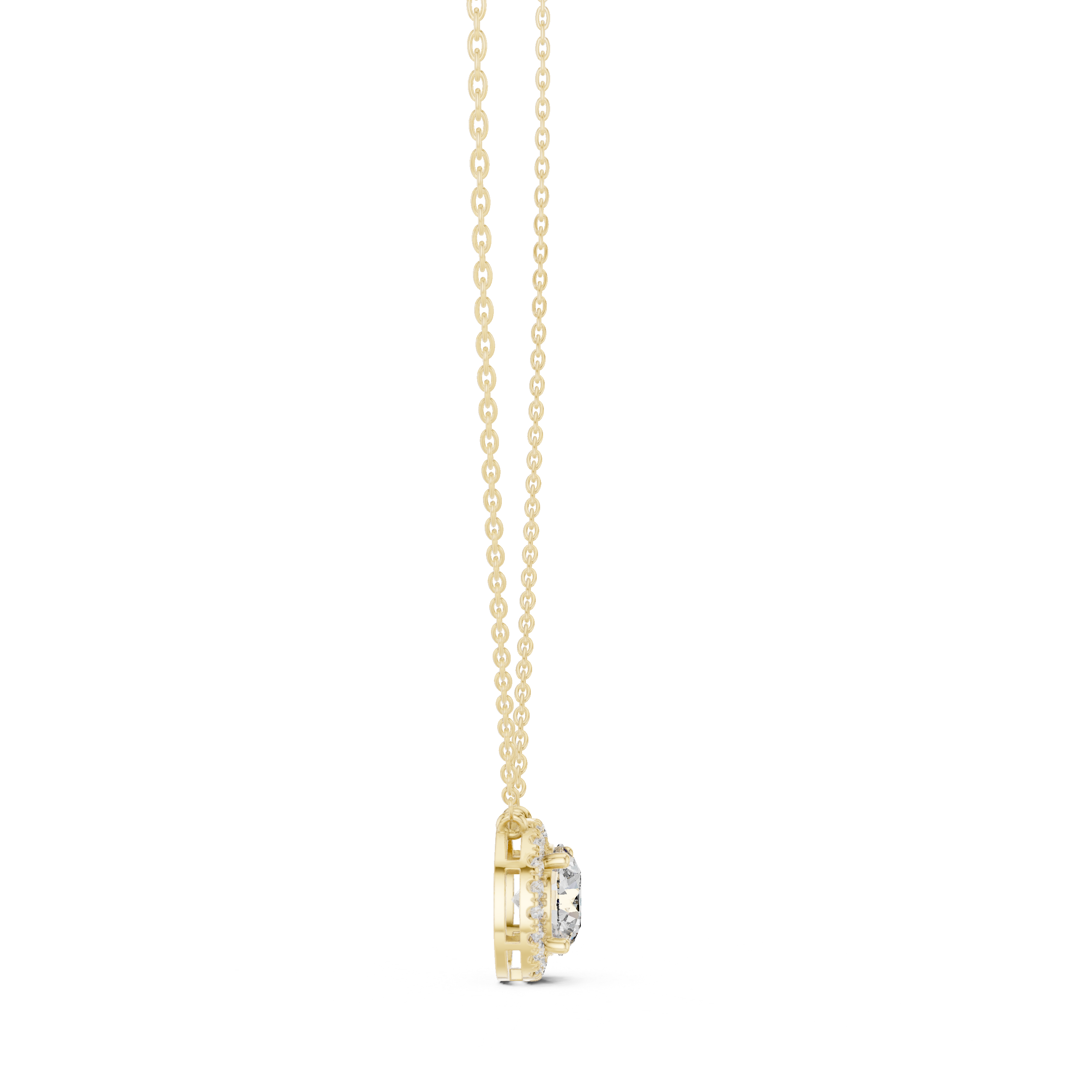 MINIMALIST ROUND HALO DIAMOND PENDENT