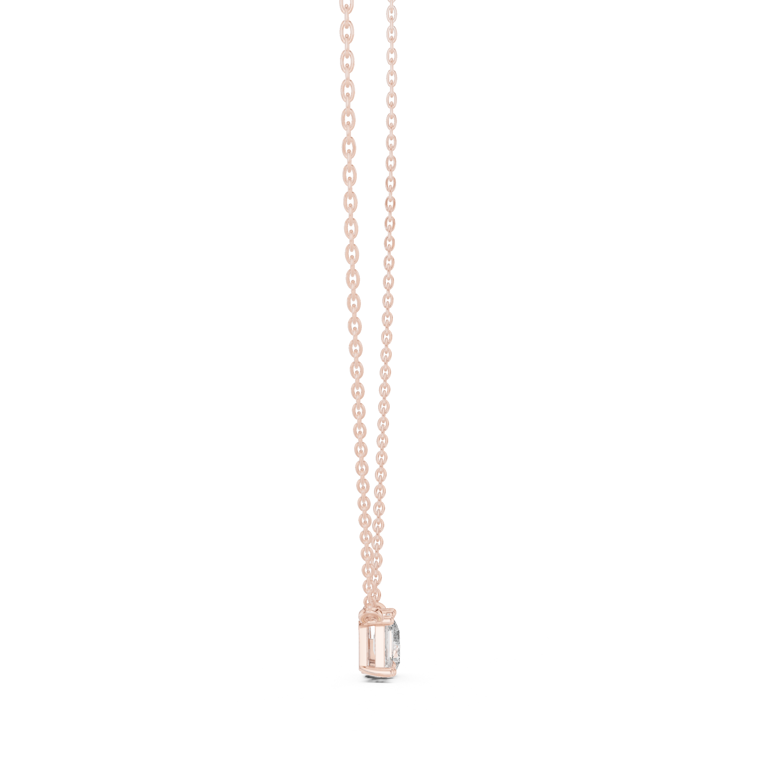 ROSE GOLD EMRALD AND PEAR DIAMOND PENDENT