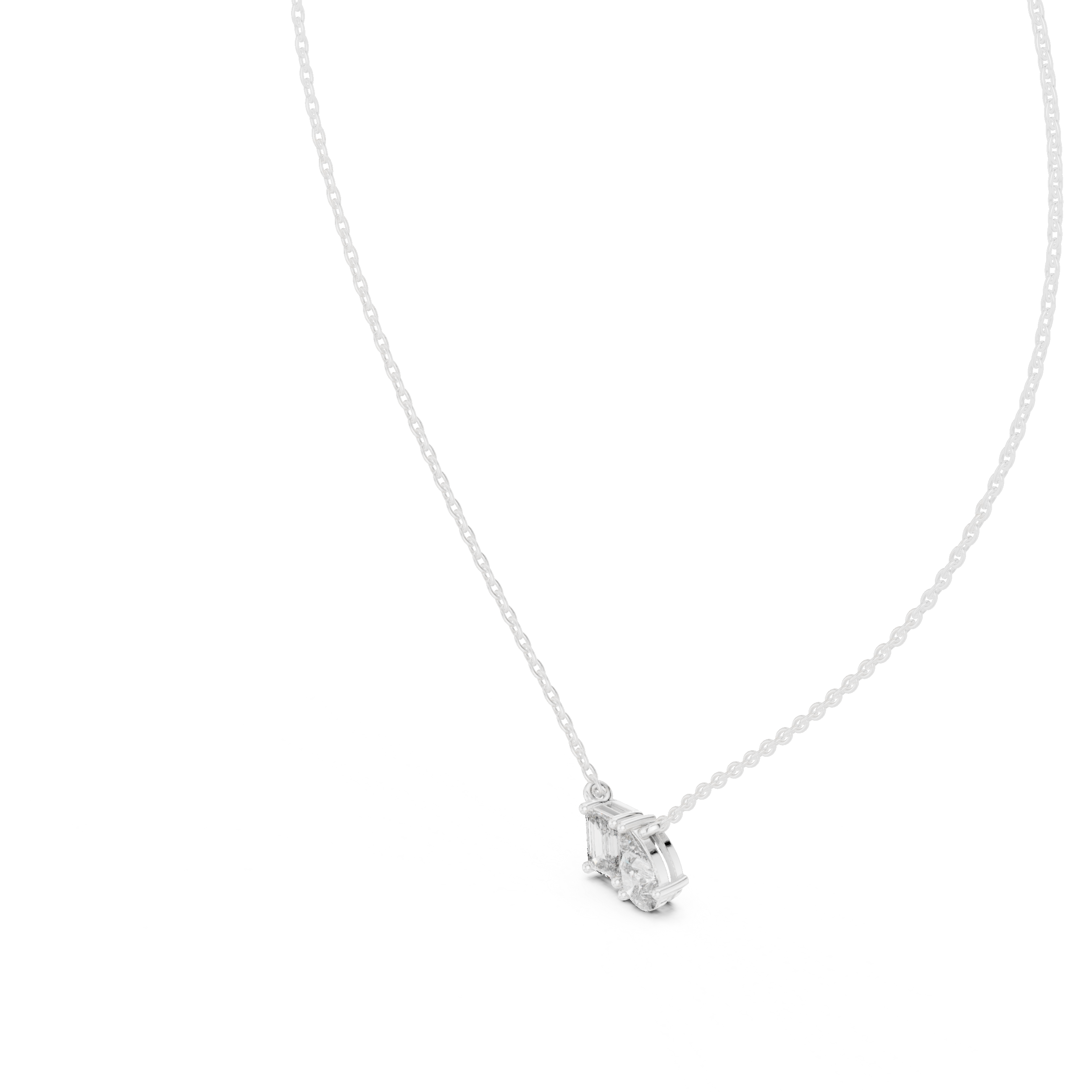 ROSE GOLD EMRALD AND PEAR DIAMOND PENDENT